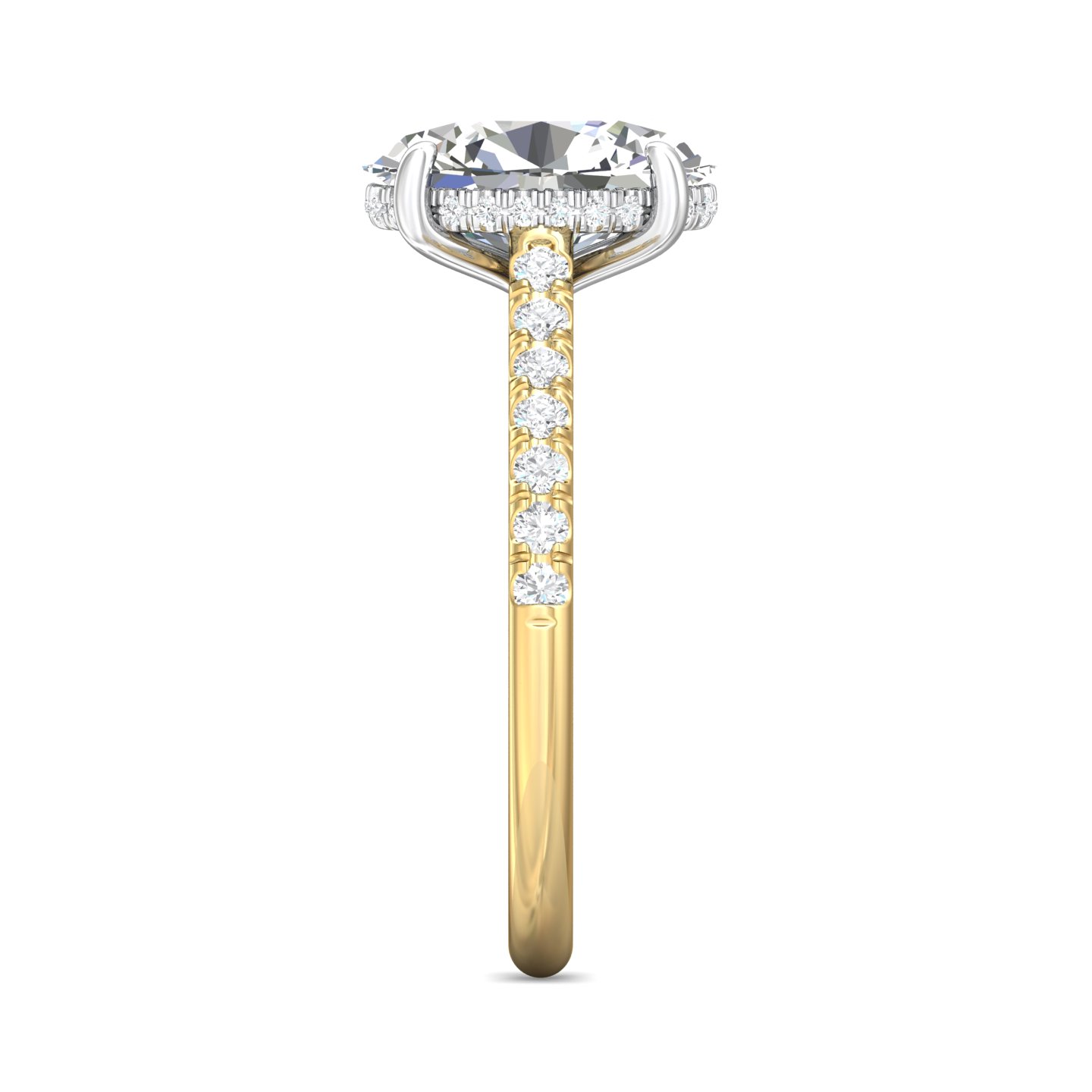 18K Yellow Gold and Platinum Oval Diamond Engagement Ring
