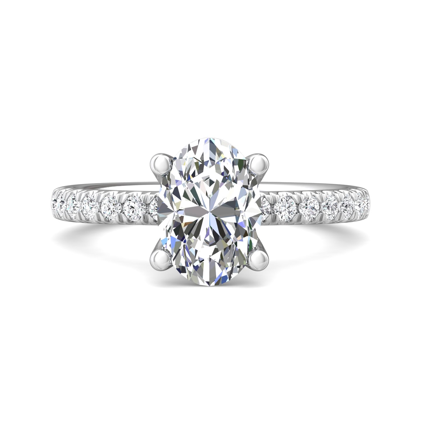 14K White Gold Oval Diamond Engagement Ring