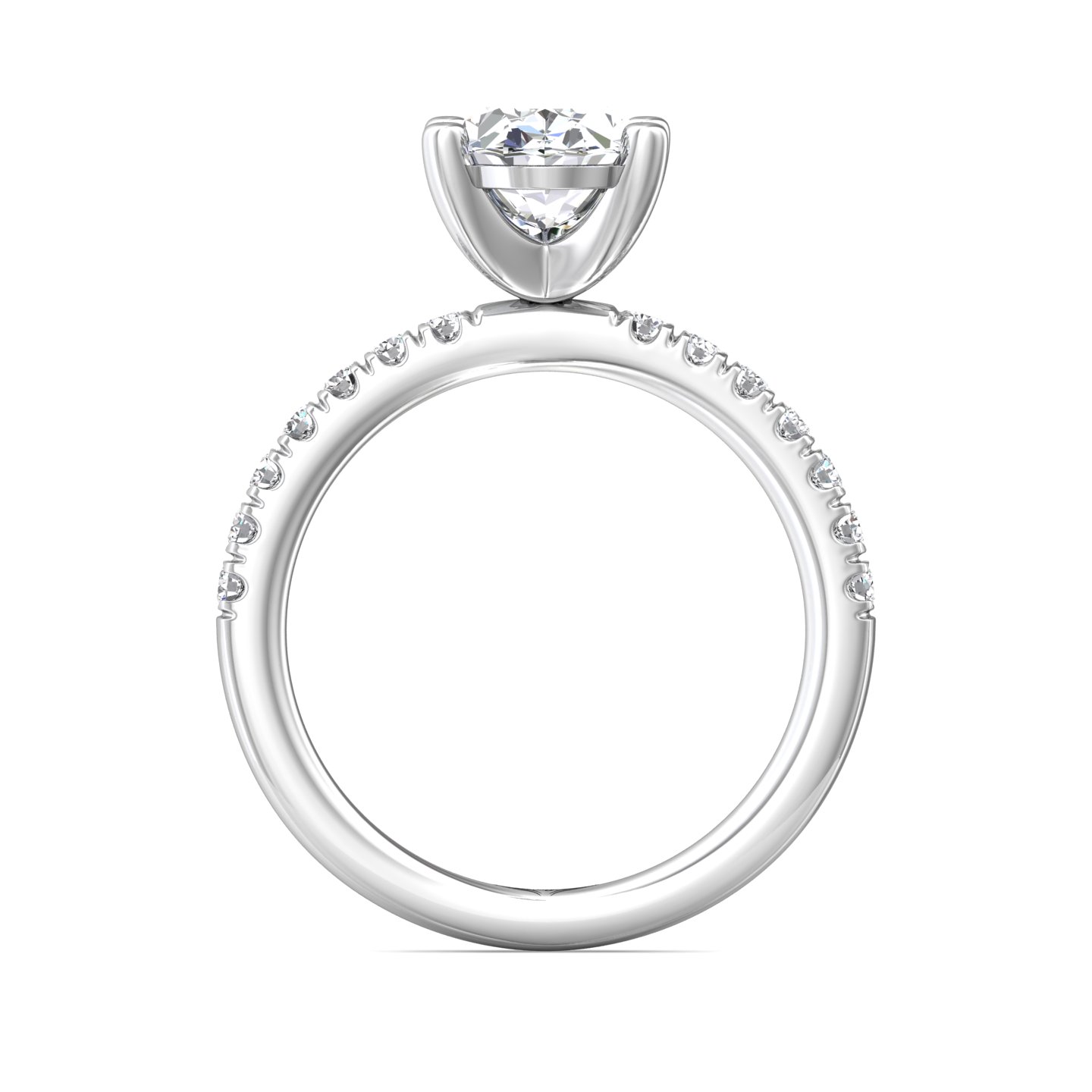 14K White Gold Oval Diamond Engagement Ring