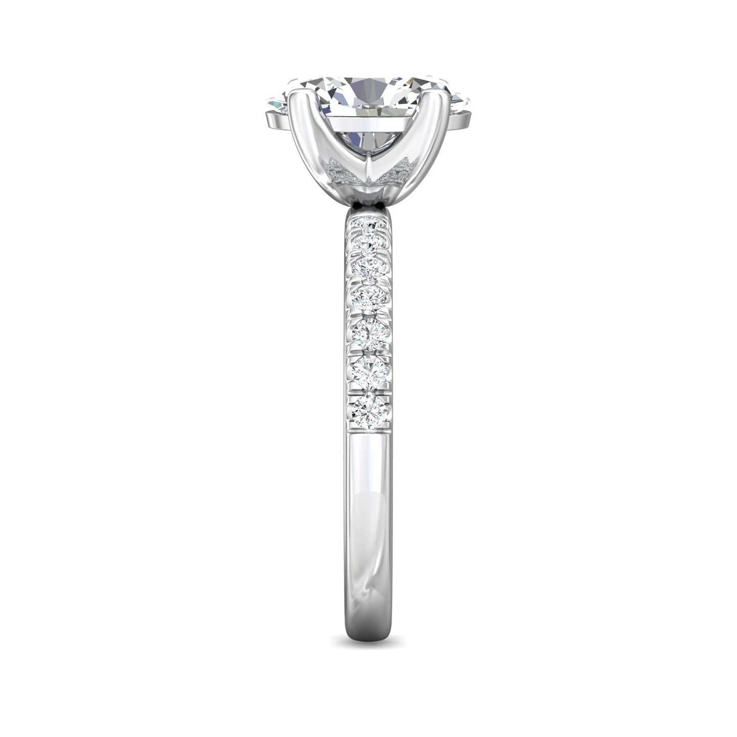14K White Gold Oval Diamond Engagement Ring