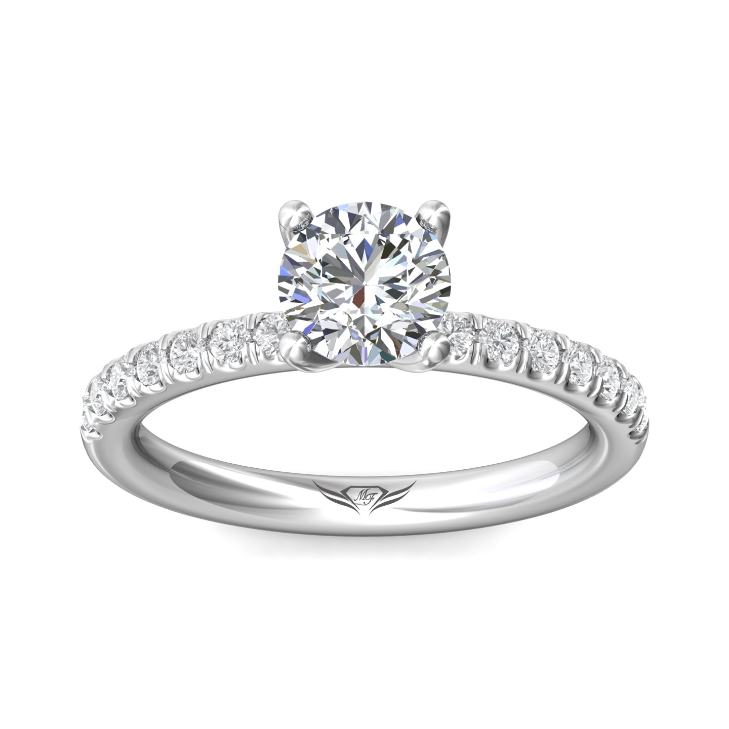 14K White Gold Round Diamond Engagement Ring