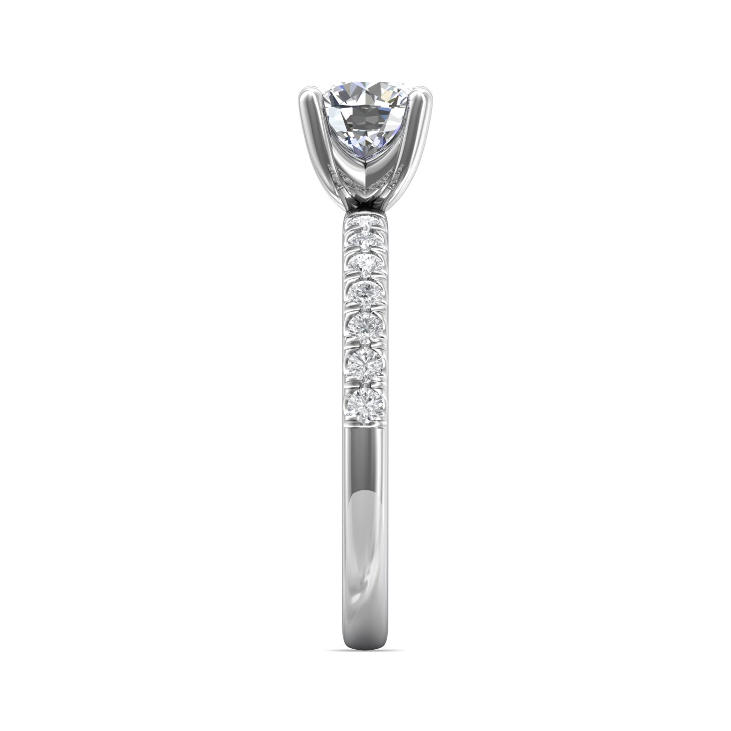 14K White Gold Round Diamond Engagement Ring