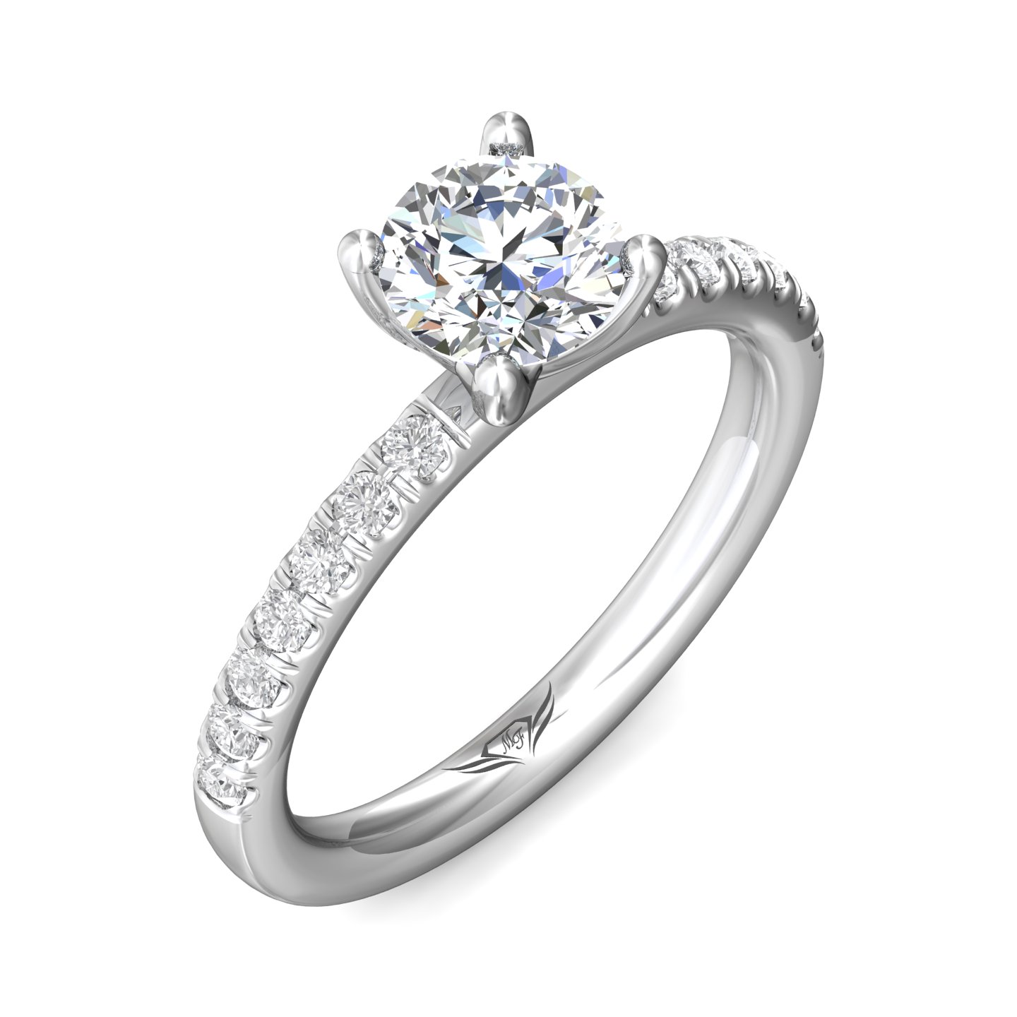 14K White Gold Round Diamond Engagement Ring