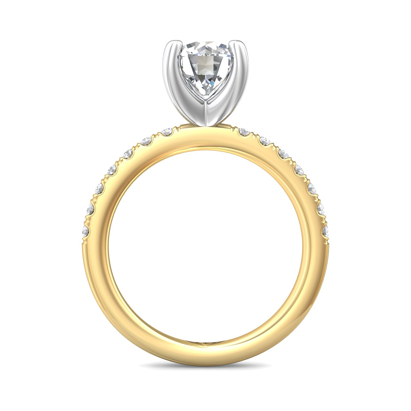 18K Yellow Gold and Platinum Round Diamond Engagement Ring