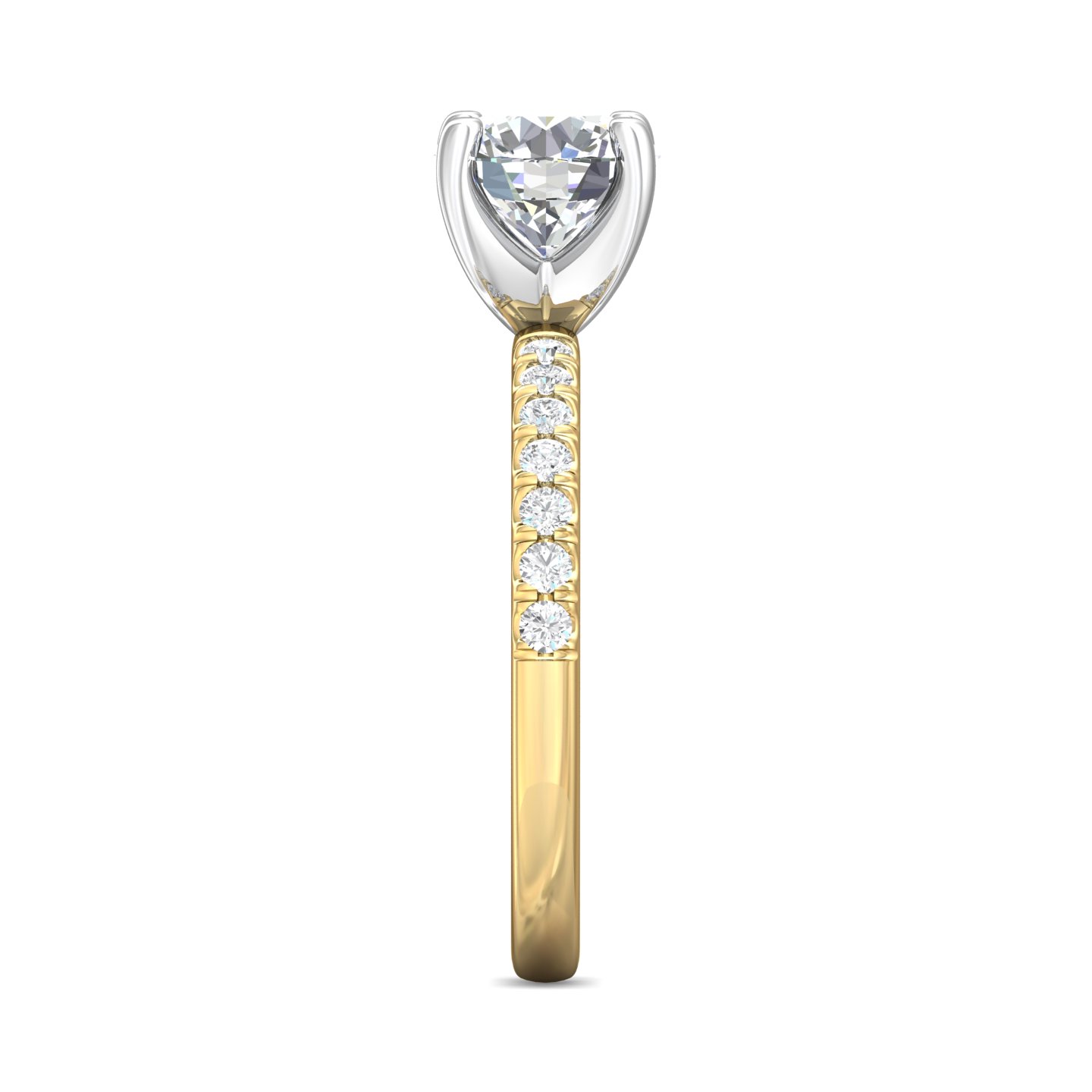 18K Yellow Gold and Platinum Round Diamond Engagement Ring