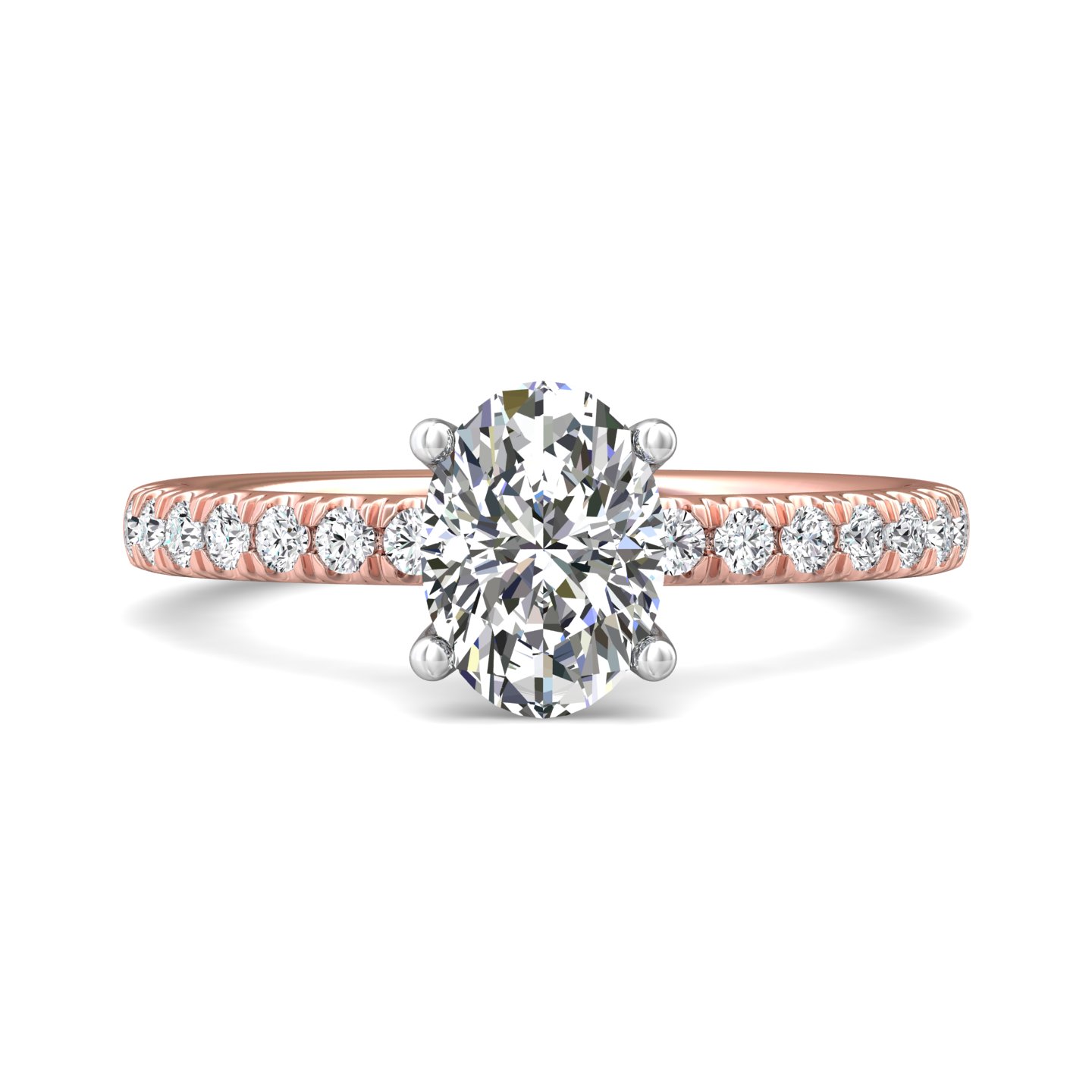 18K White and Rose Gold Oval Diamond Engagement Ring