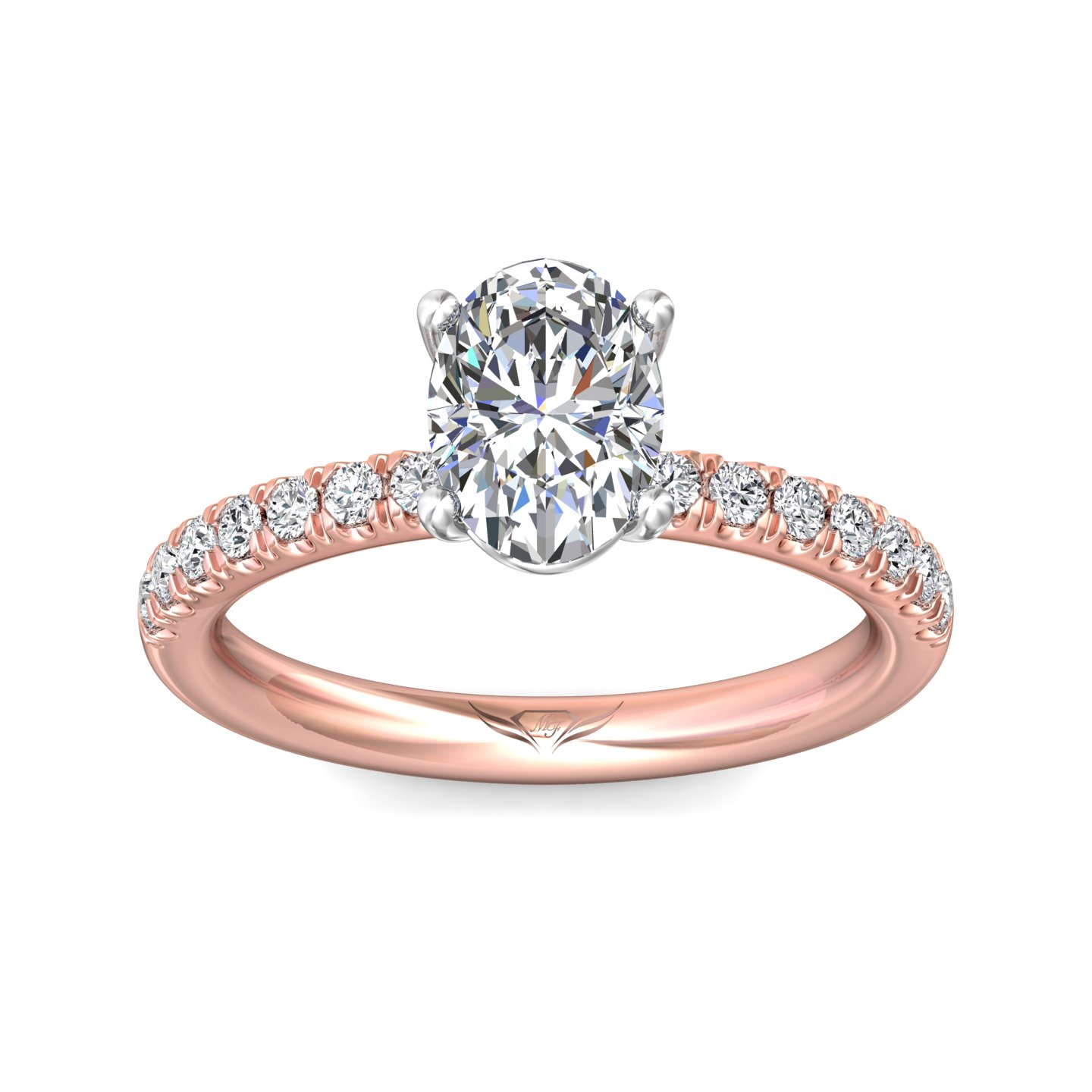 18K White and Rose Gold Oval Diamond Engagement Ring