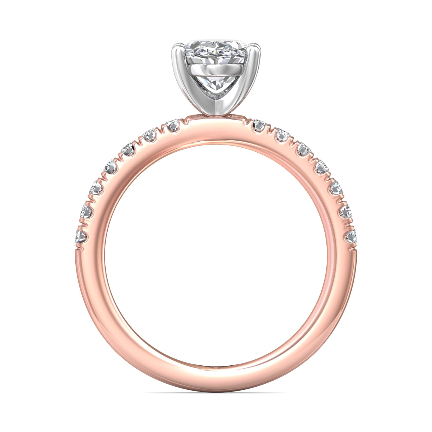 18K White and Rose Gold Oval Diamond Engagement Ring