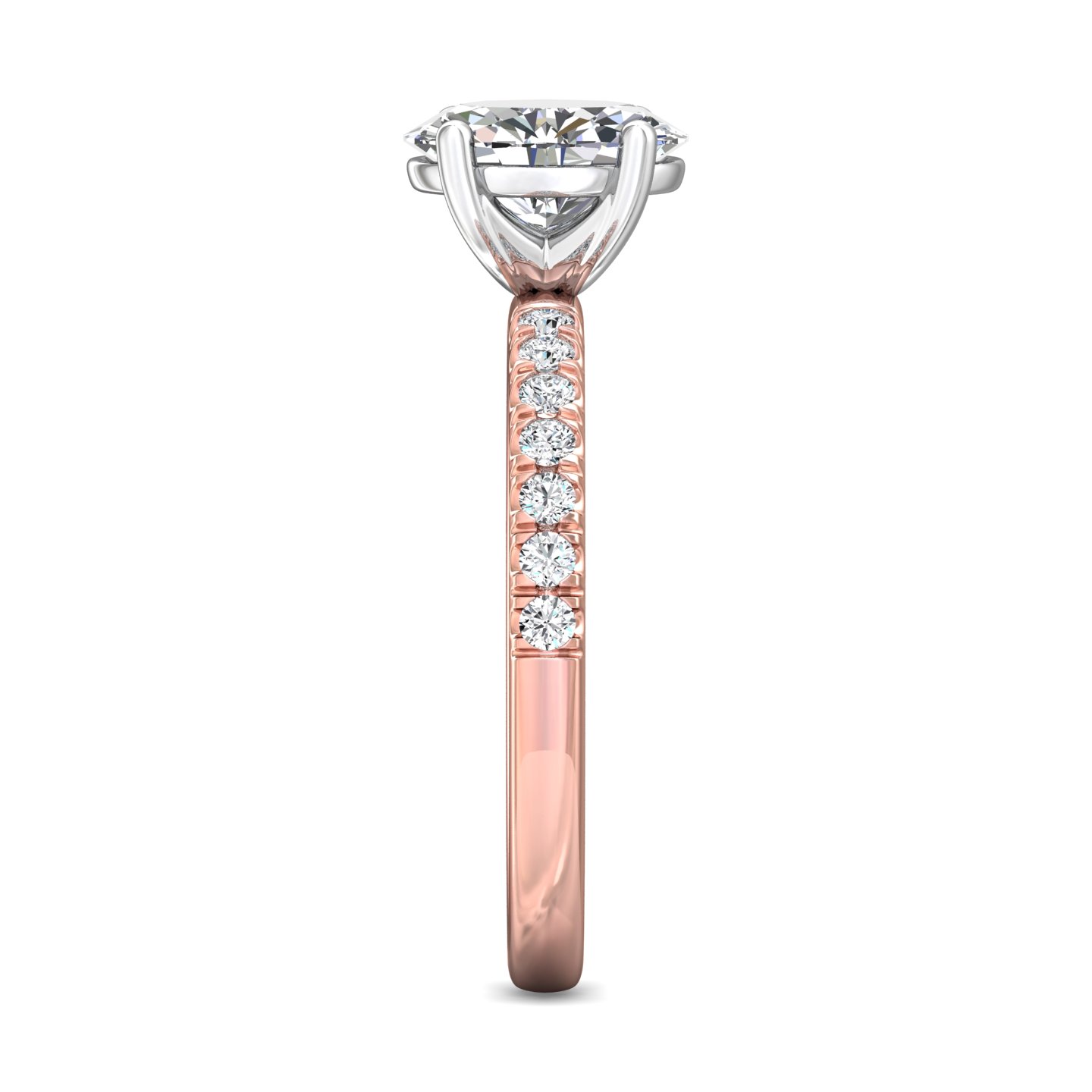 18K White and Rose Gold Oval Diamond Engagement Ring