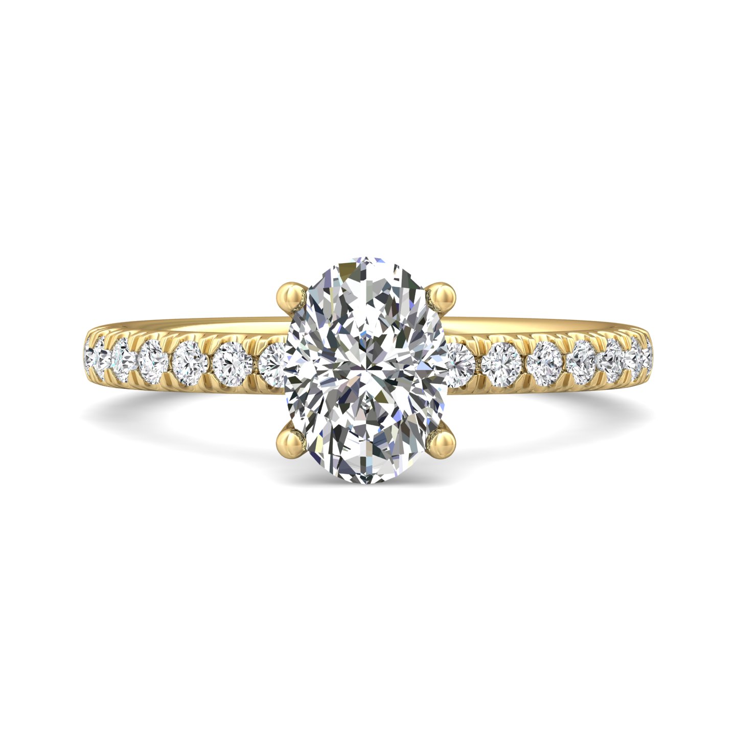 18K Yellow Gold Oval Diamond Engagement Ring