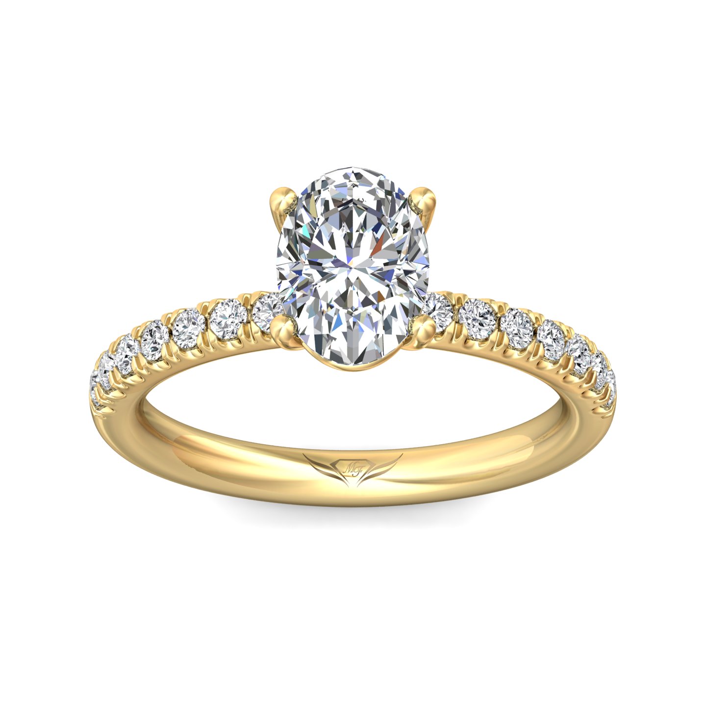 18K Yellow Gold Oval Diamond Engagement Ring