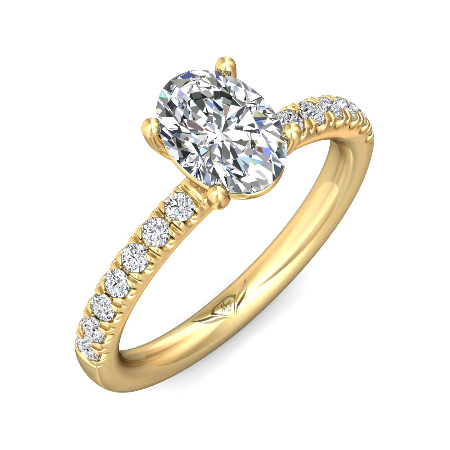 18K Yellow Gold Oval Diamond Engagement Ring