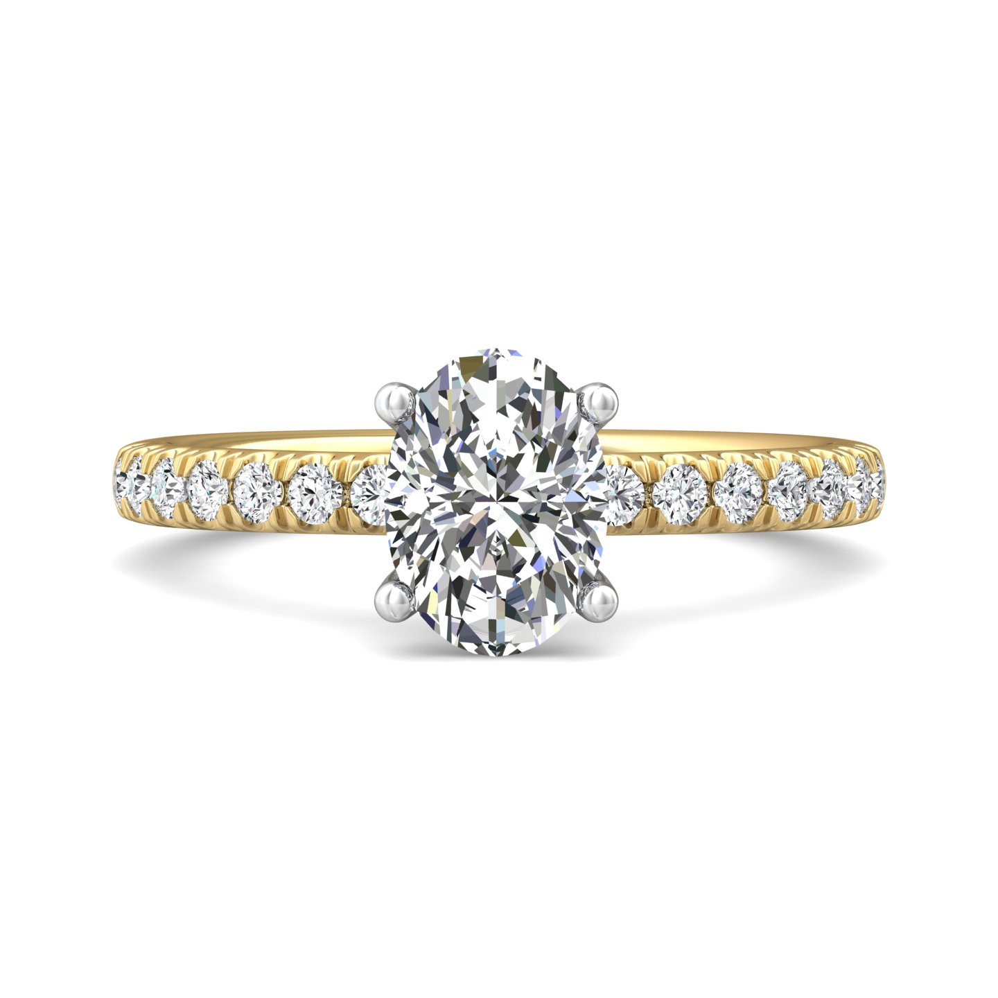 14K Yellow and White Gold Oval Diamond Engagement Ring