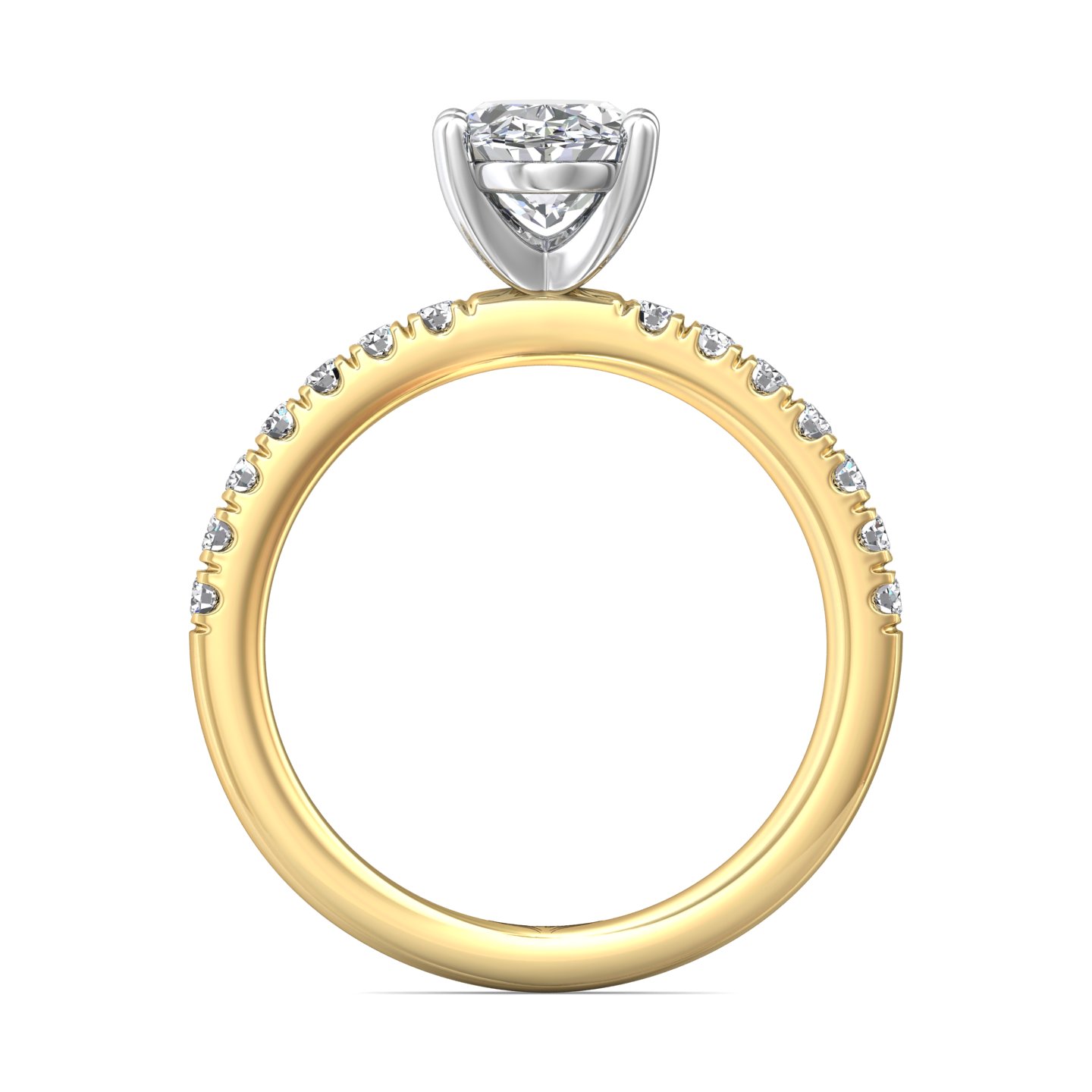 14K Yellow and White Gold Oval Diamond Engagement Ring