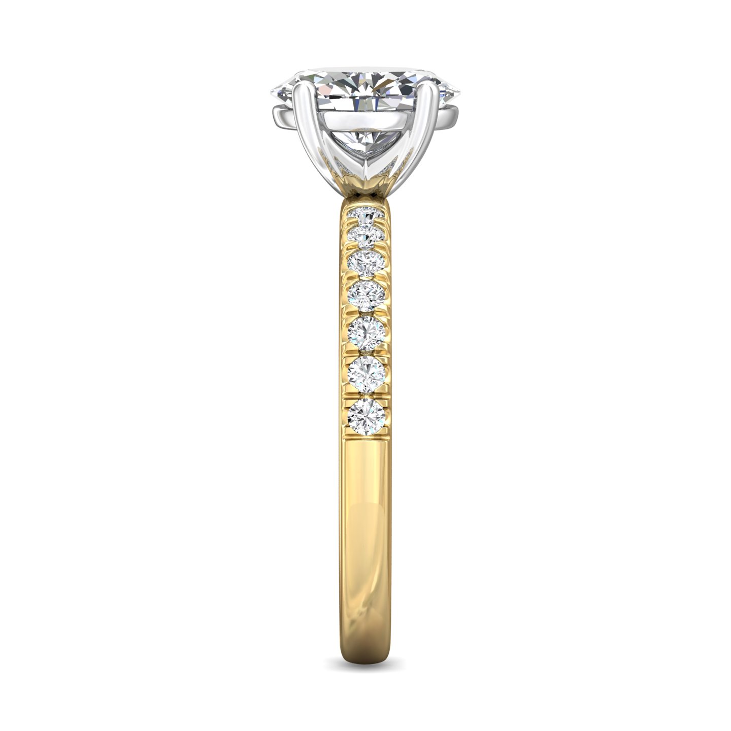 14K Yellow and White Gold Oval Diamond Engagement Ring
