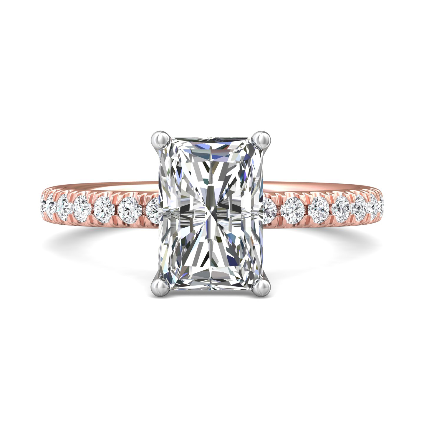 14K Rose and White Gold Radiant Diamond Engagement Ring