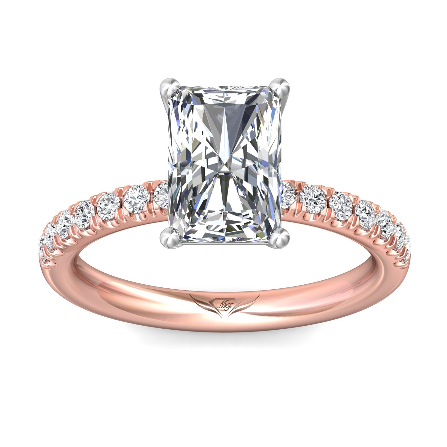 14K Rose and White Gold Radiant Diamond Engagement Ring