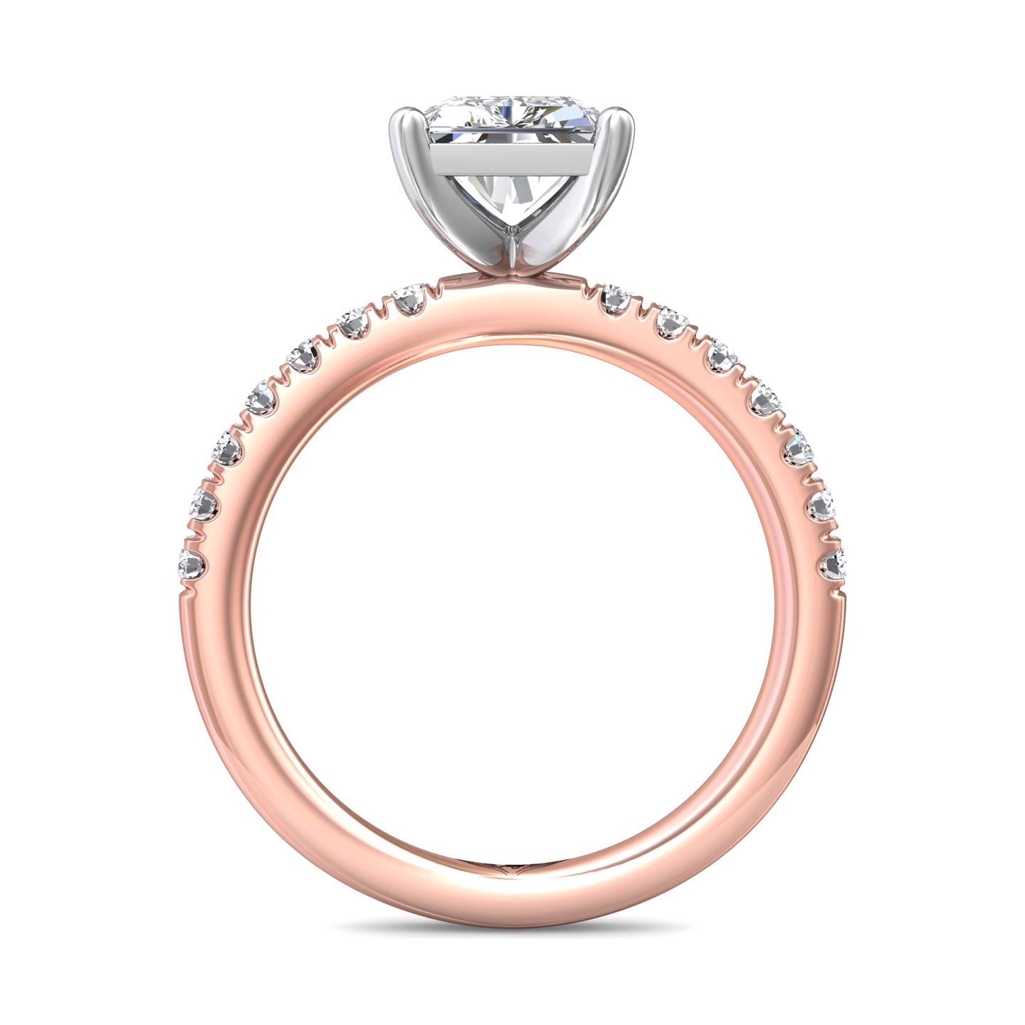 14K Rose and White Gold Radiant Diamond Engagement Ring