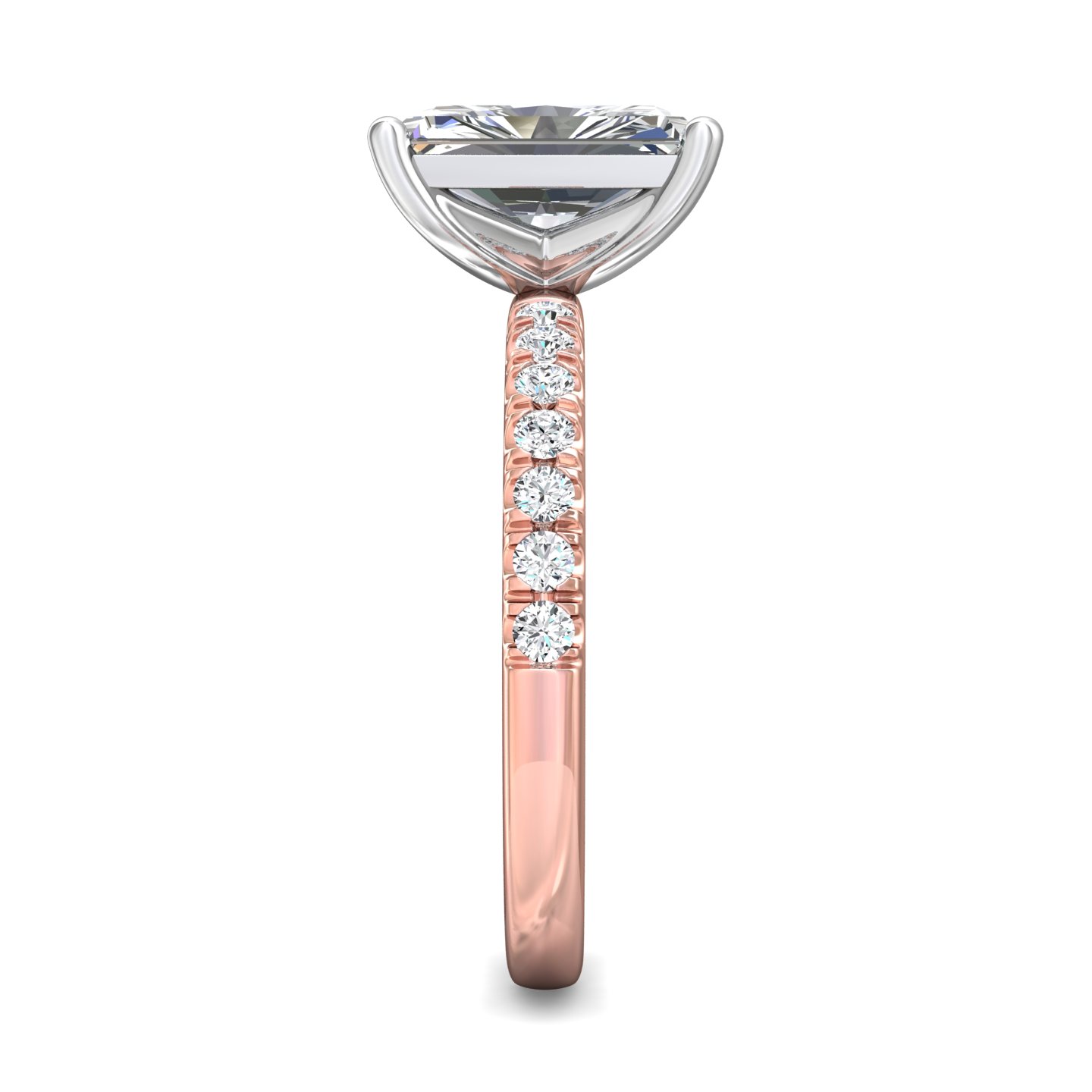 14K Rose and White Gold Radiant Diamond Engagement Ring
