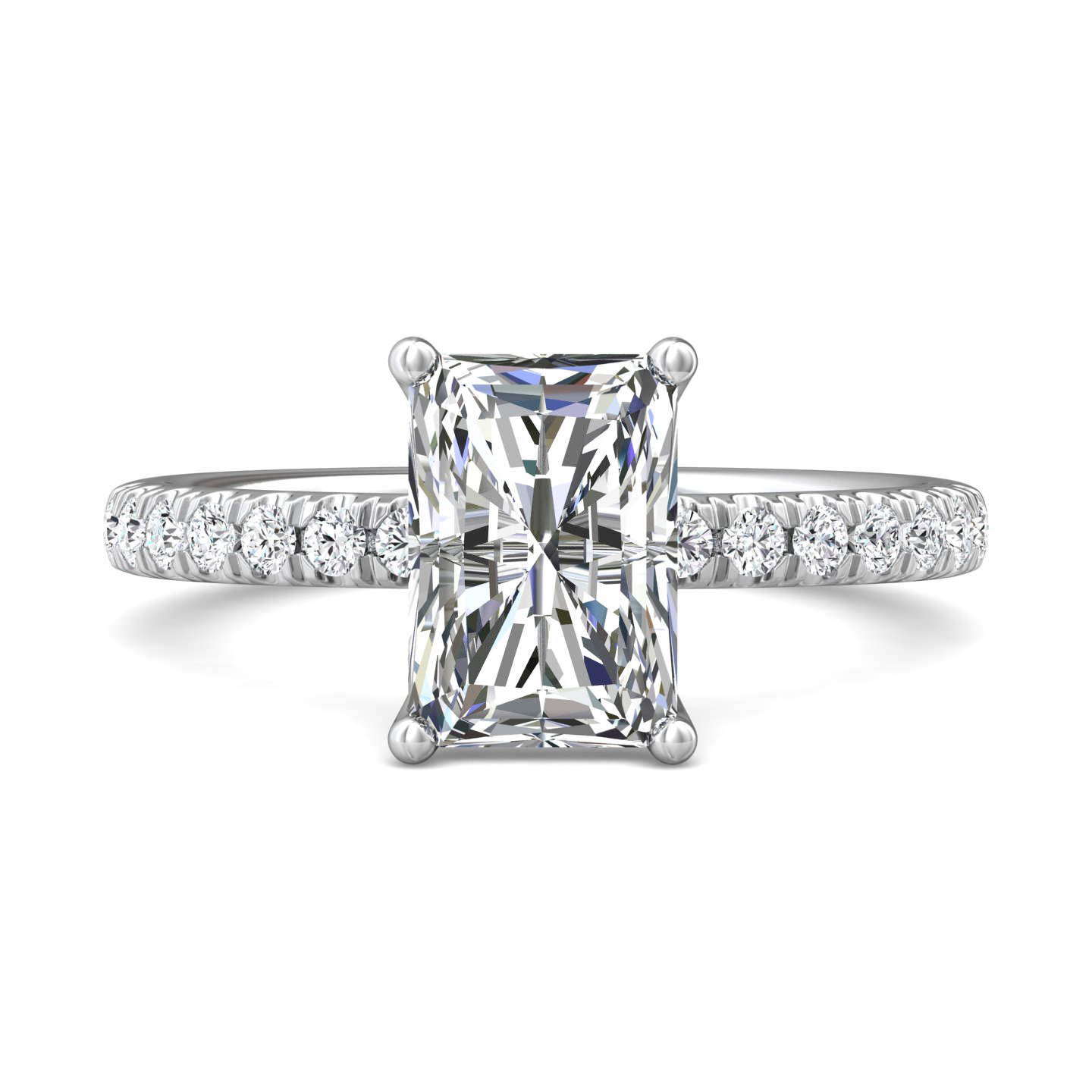14K White Gold Radiant Diamond Engagement Ring