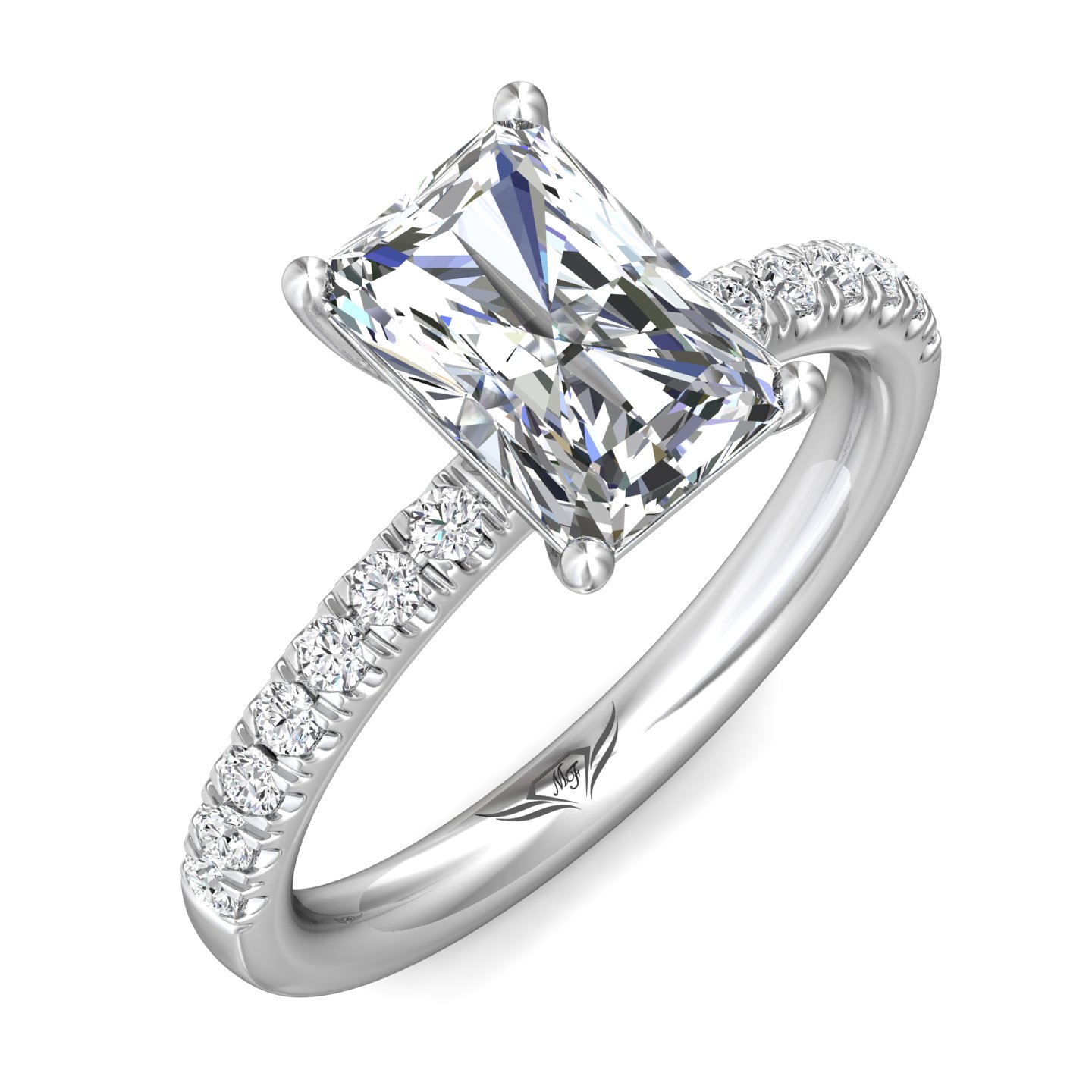 14K White Gold Radiant Diamond Engagement Ring