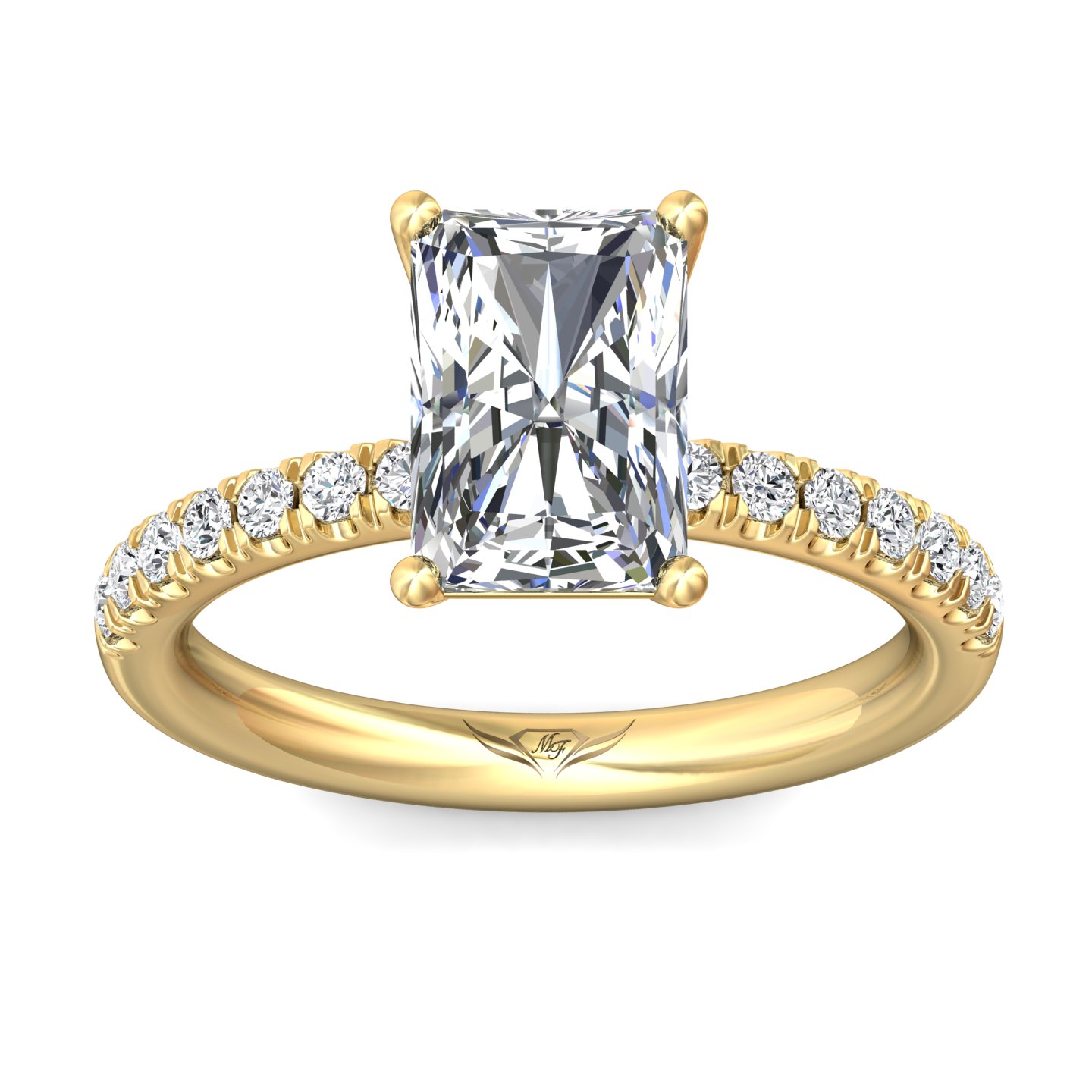 14K Yellow Gold Radiant Diamond Engagement Ring