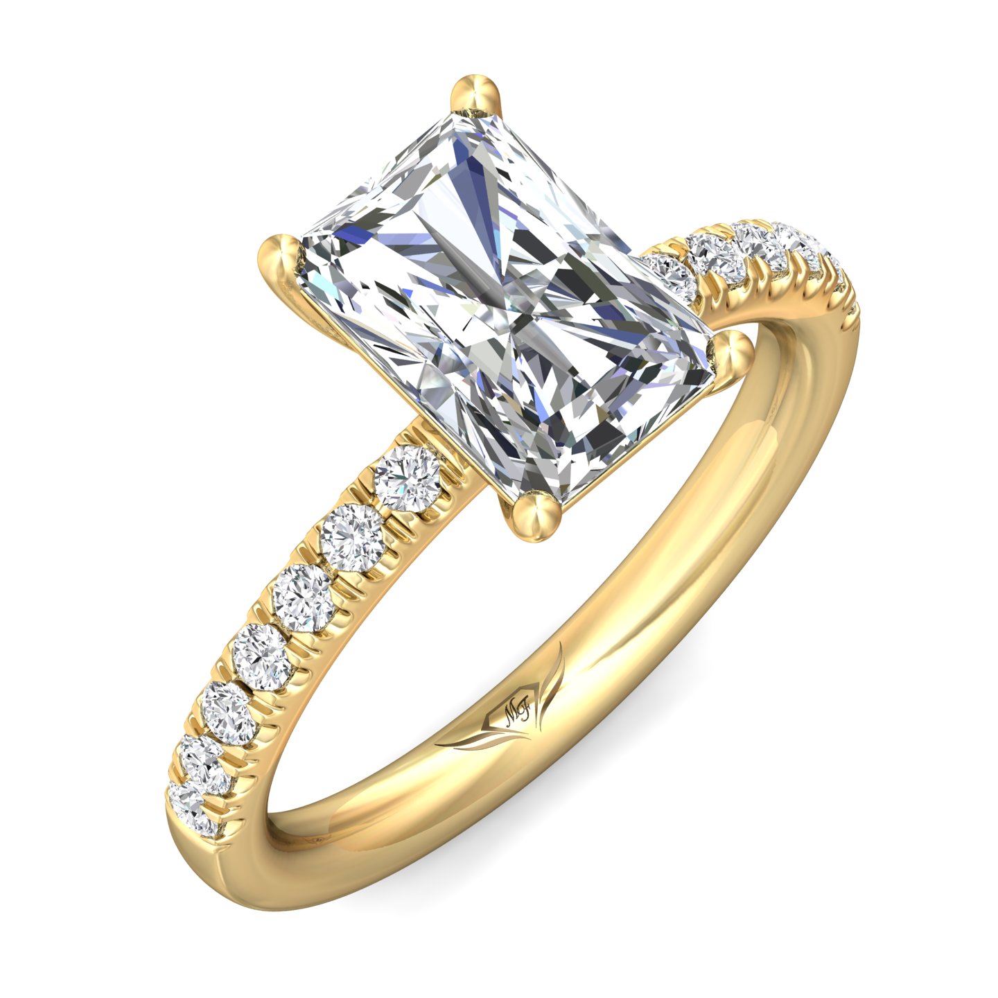 14K Yellow Gold Radiant Diamond Engagement Ring