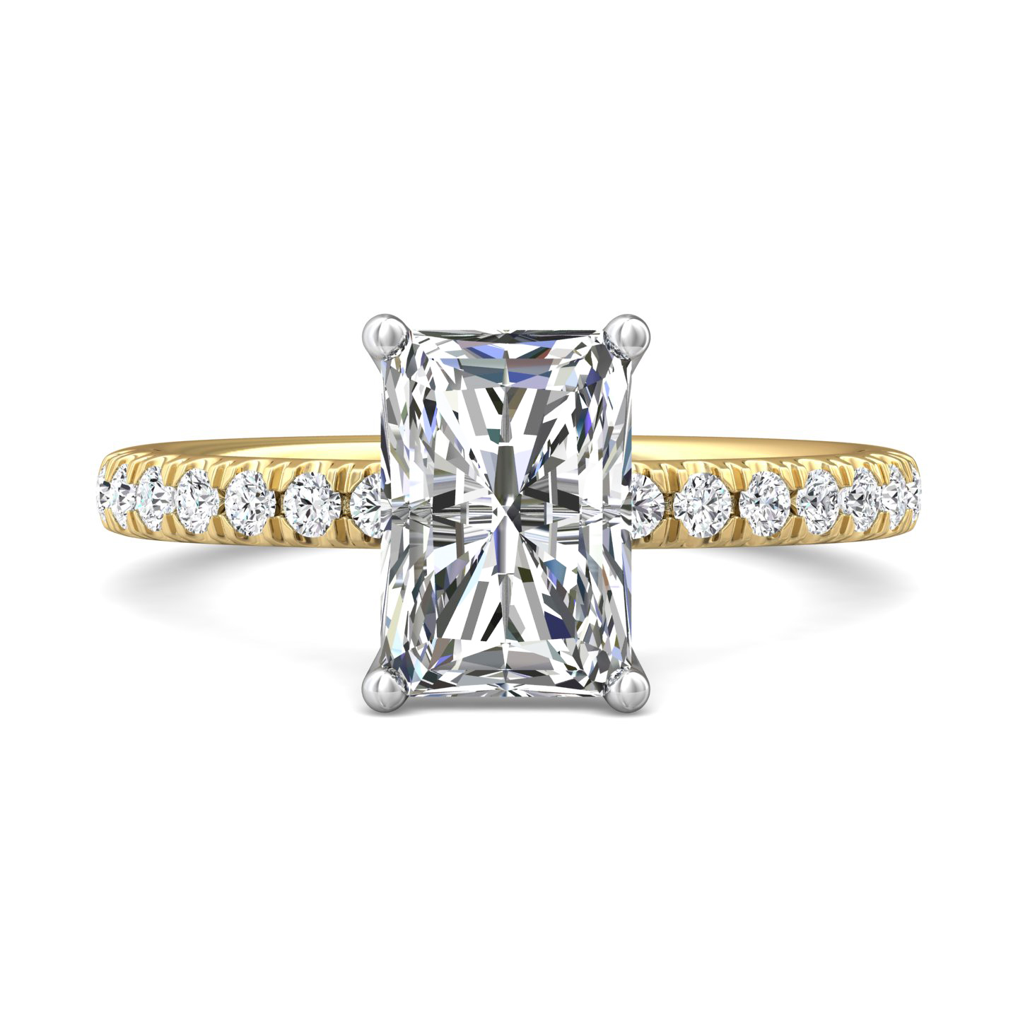 18K White and Yellow Gold Radiant Diamond Engagement Ring