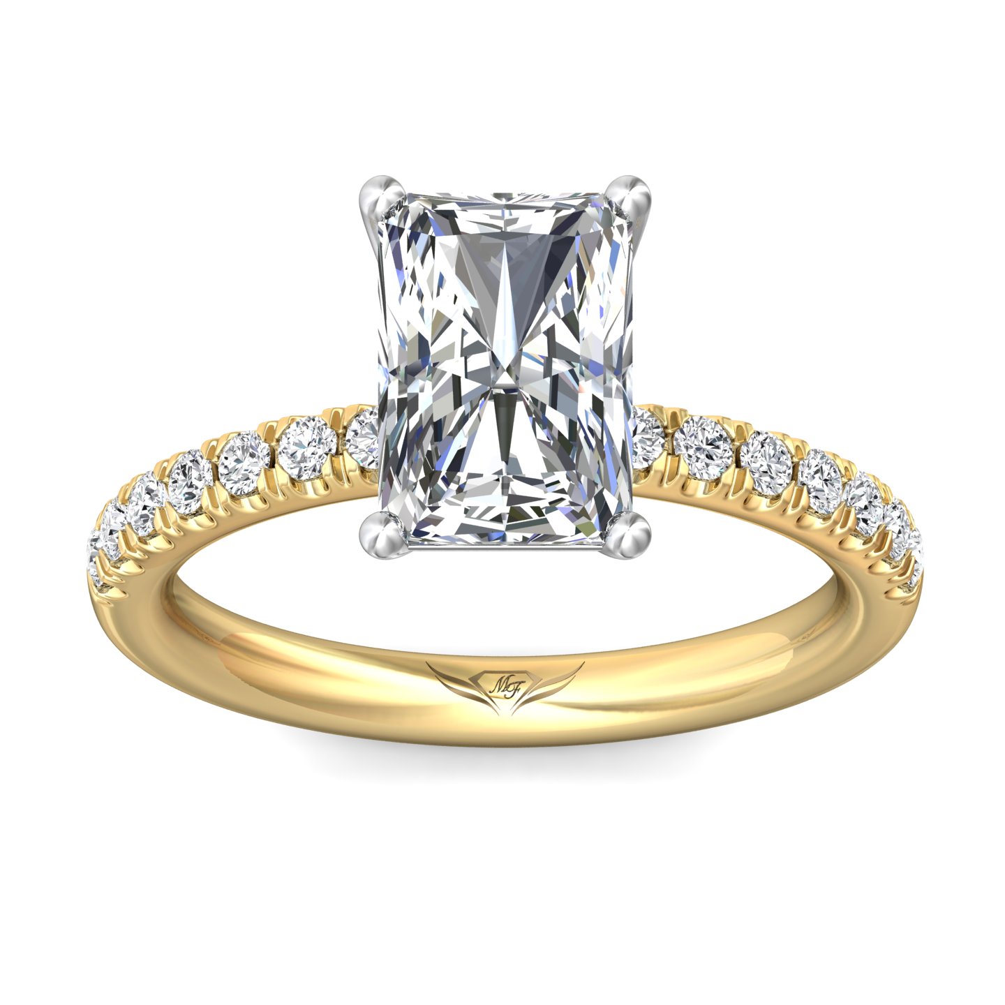 18K White and Yellow Gold Radiant Diamond Engagement Ring