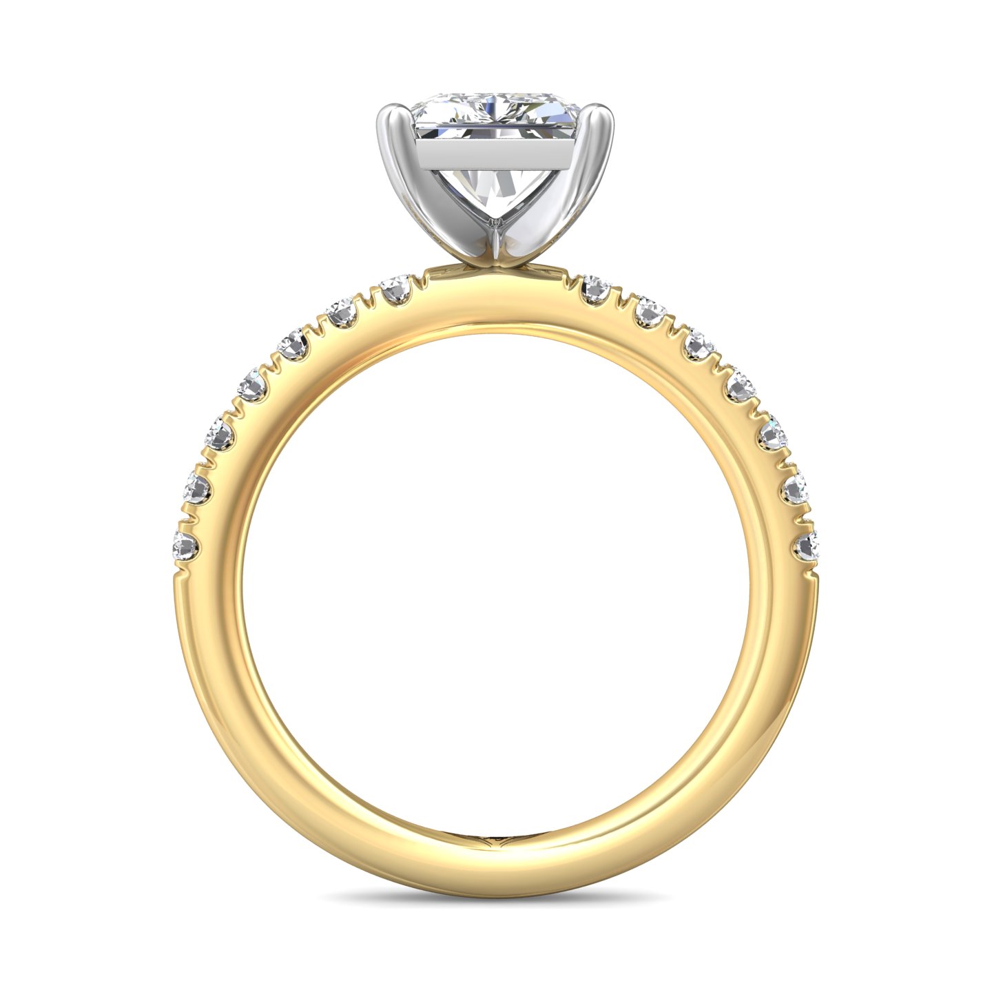 18K White and Yellow Gold Radiant Diamond Engagement Ring
