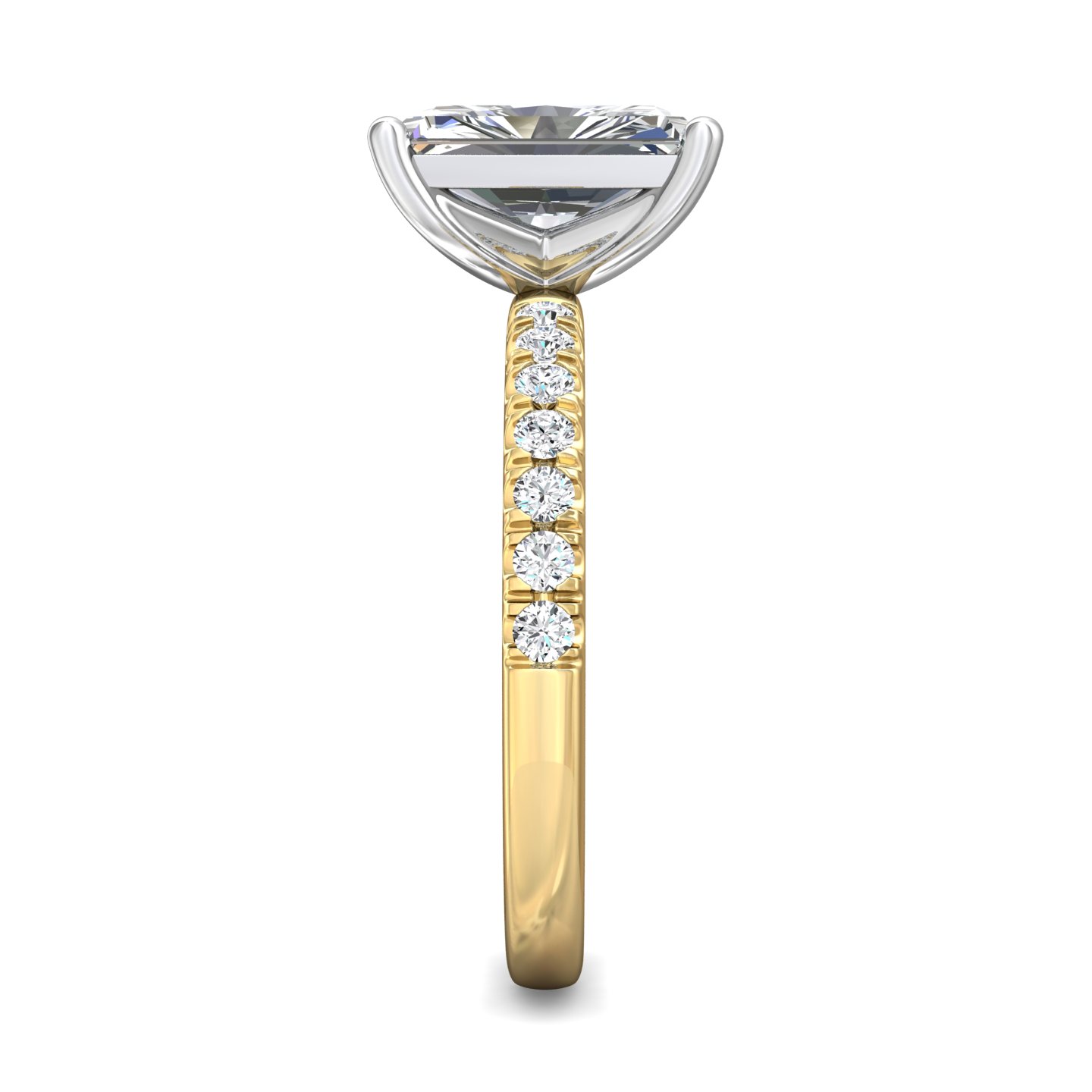 18K White and Yellow Gold Radiant Diamond Engagement Ring