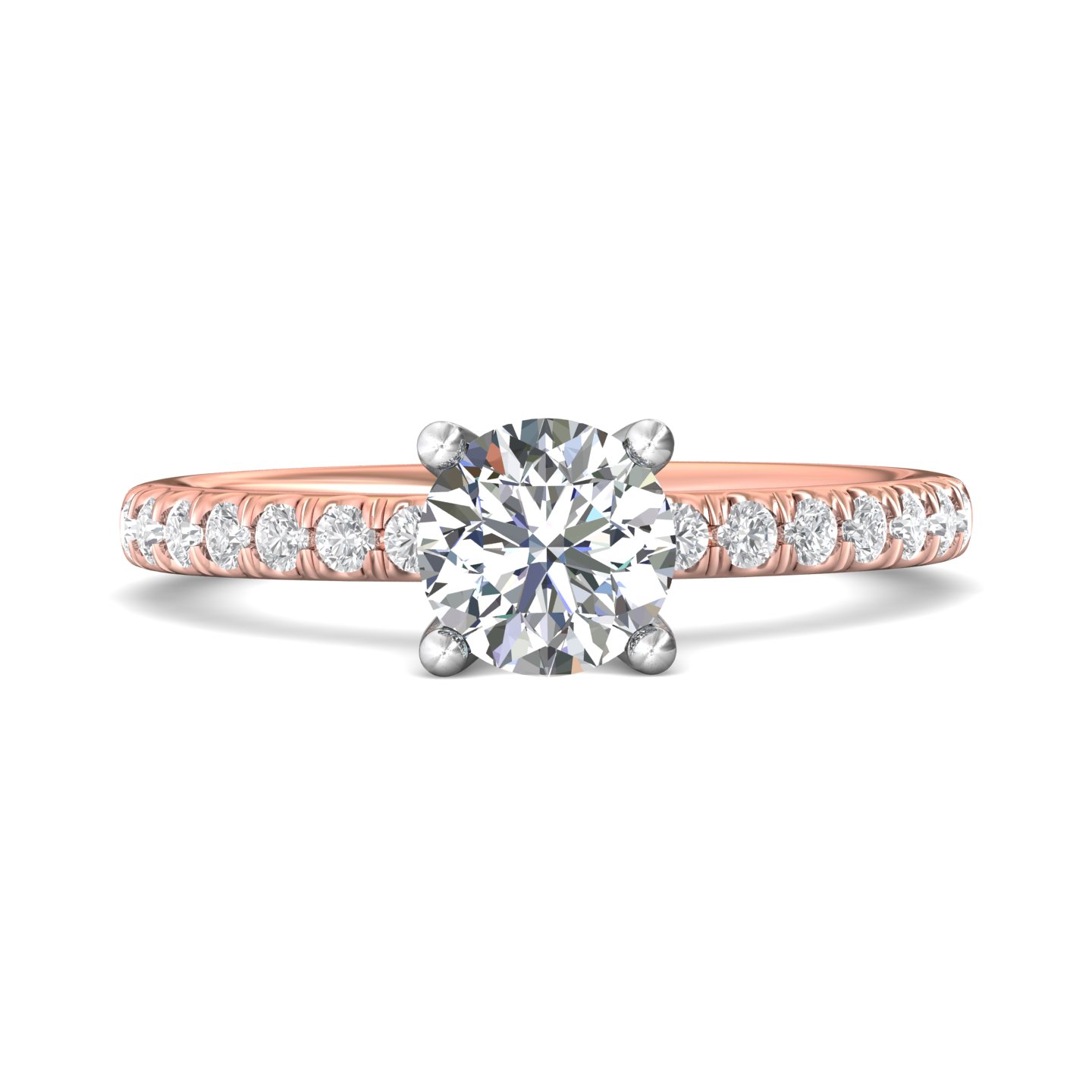 14K Rose and White Gold Round Diamond Engagement Ring