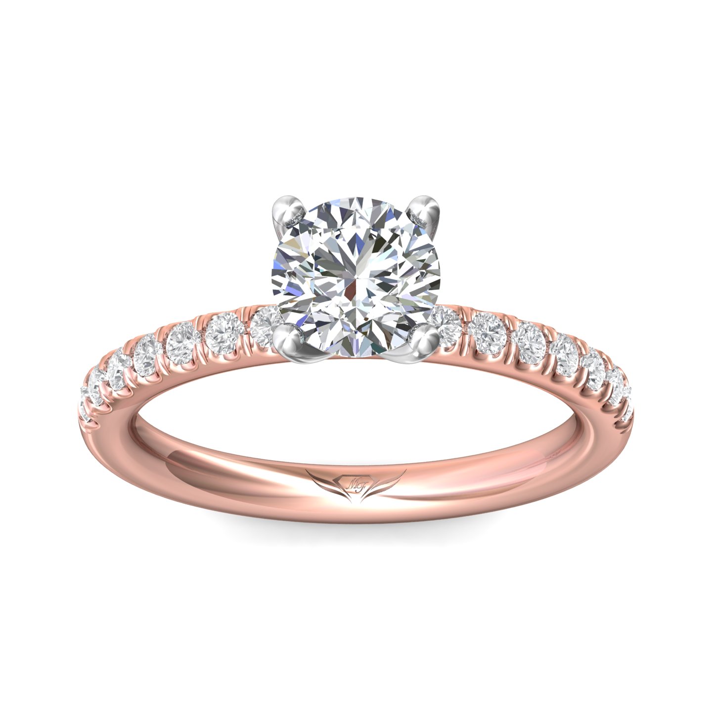 14K Rose and White Gold Round Diamond Engagement Ring