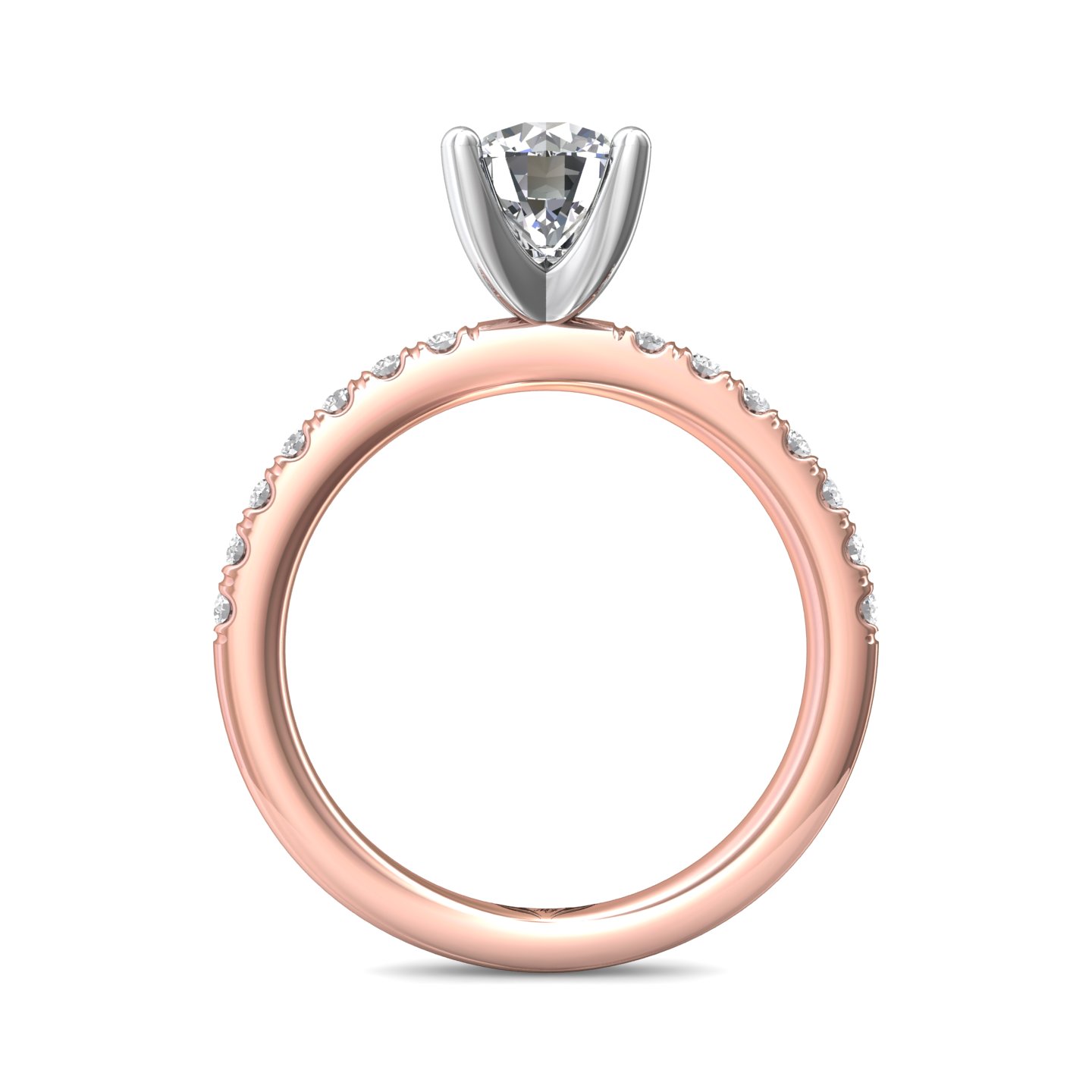 14K Rose and White Gold Round Diamond Engagement Ring