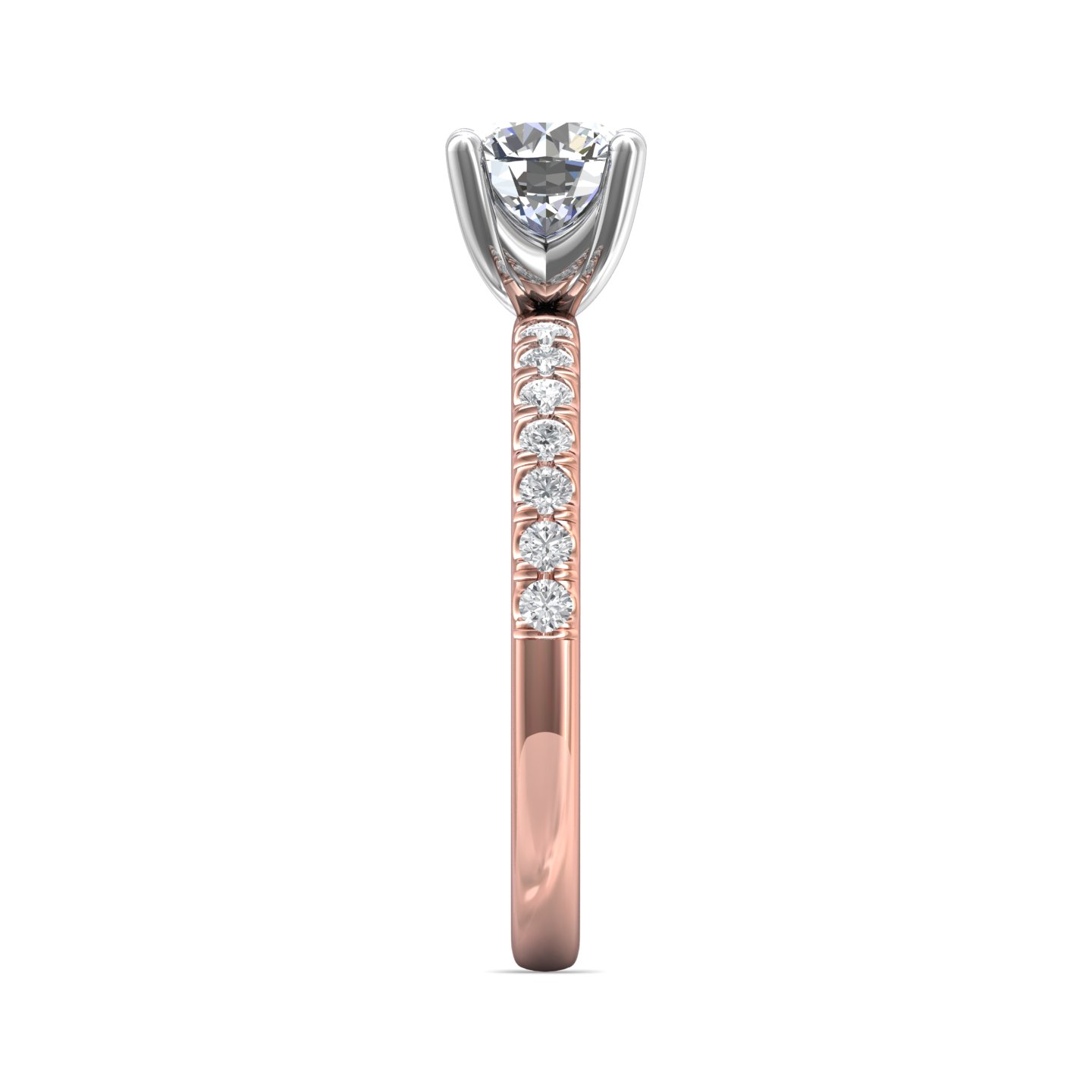 14K Rose and White Gold Round Diamond Engagement Ring