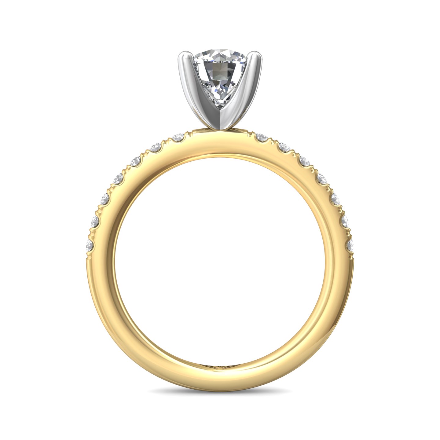 18K White and Yellow Gold Round Diamond Engagement Ring