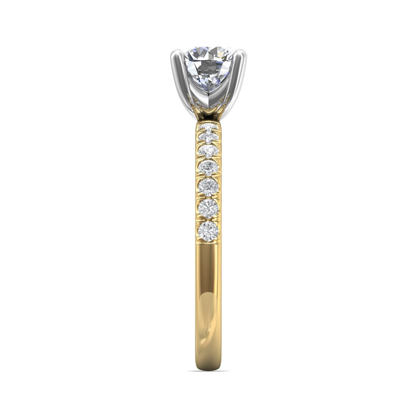 18K White and Yellow Gold Round Diamond Engagement Ring