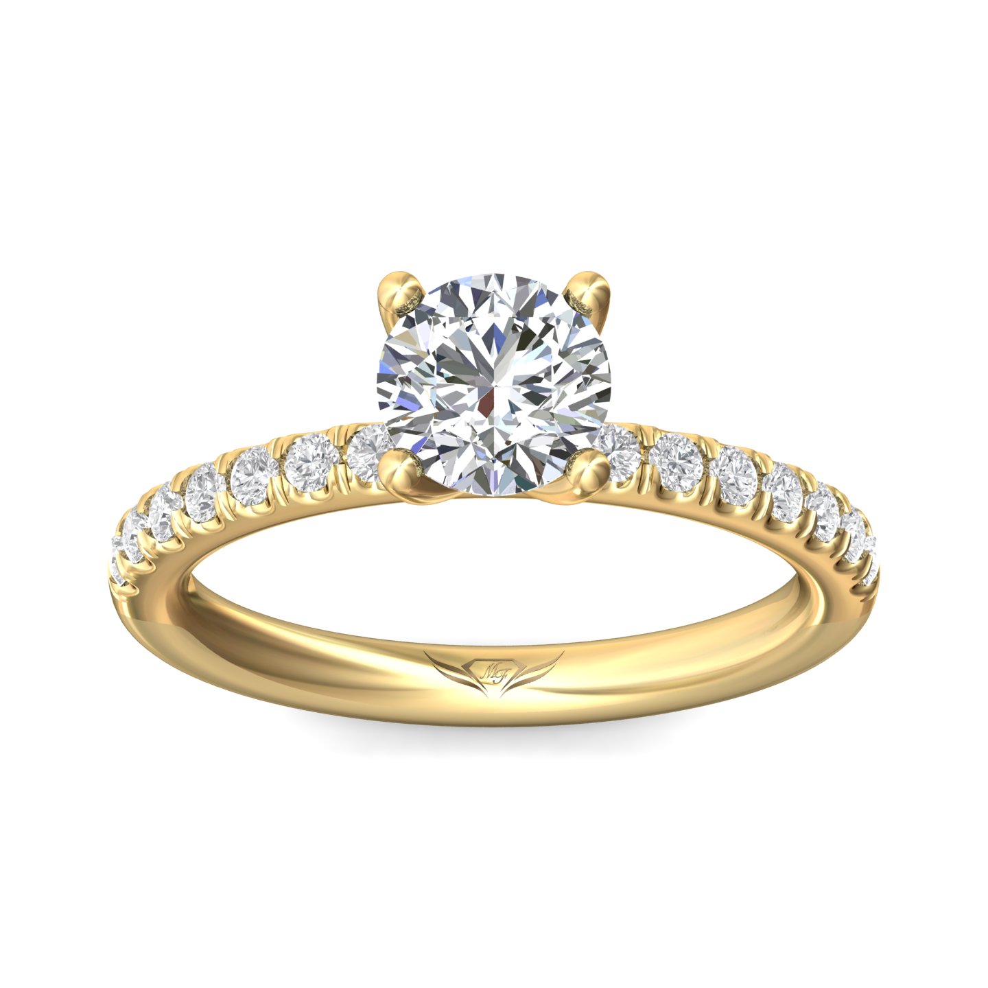 18K Yellow Gold Round Diamond Engagement Ring