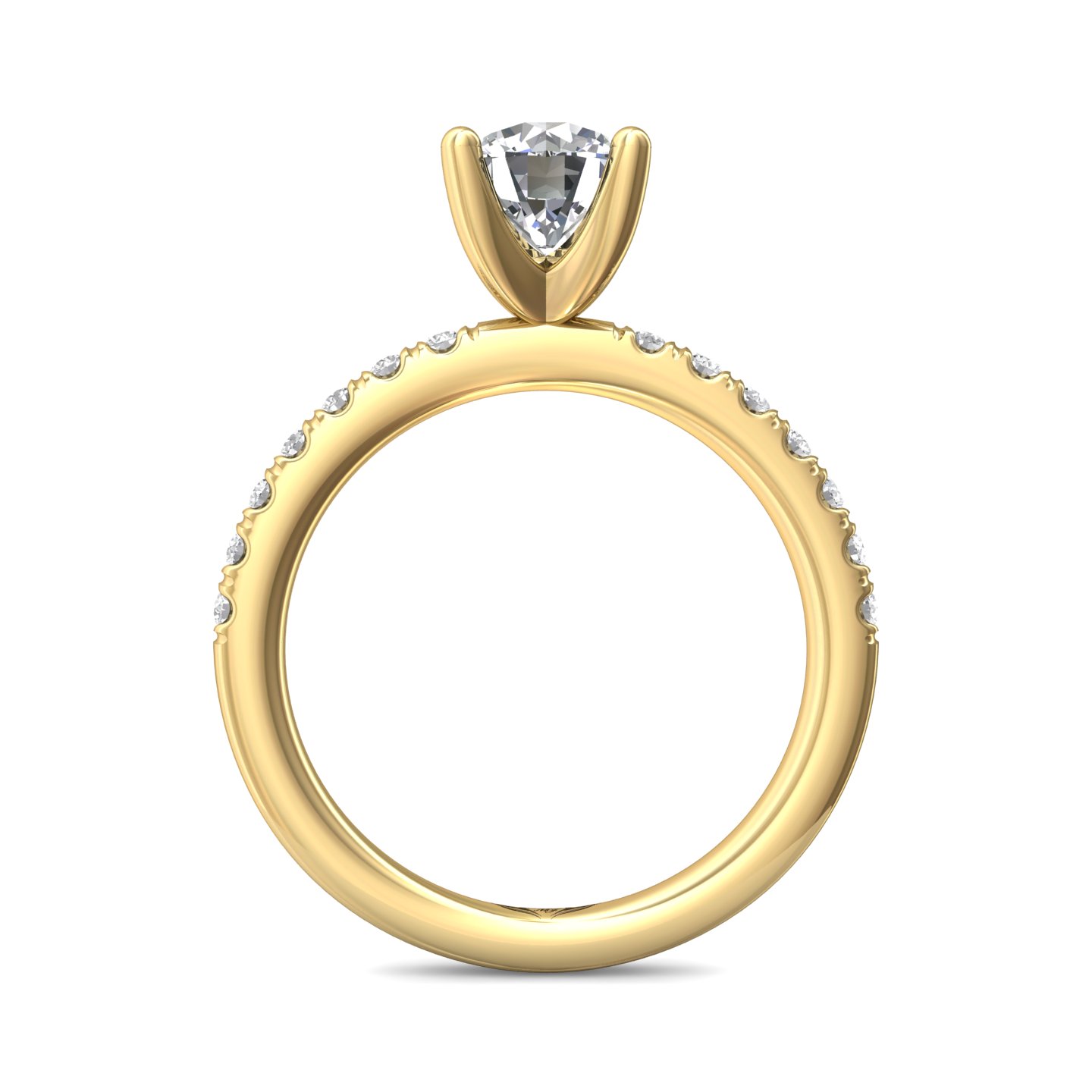 18K Yellow Gold Round Diamond Engagement Ring