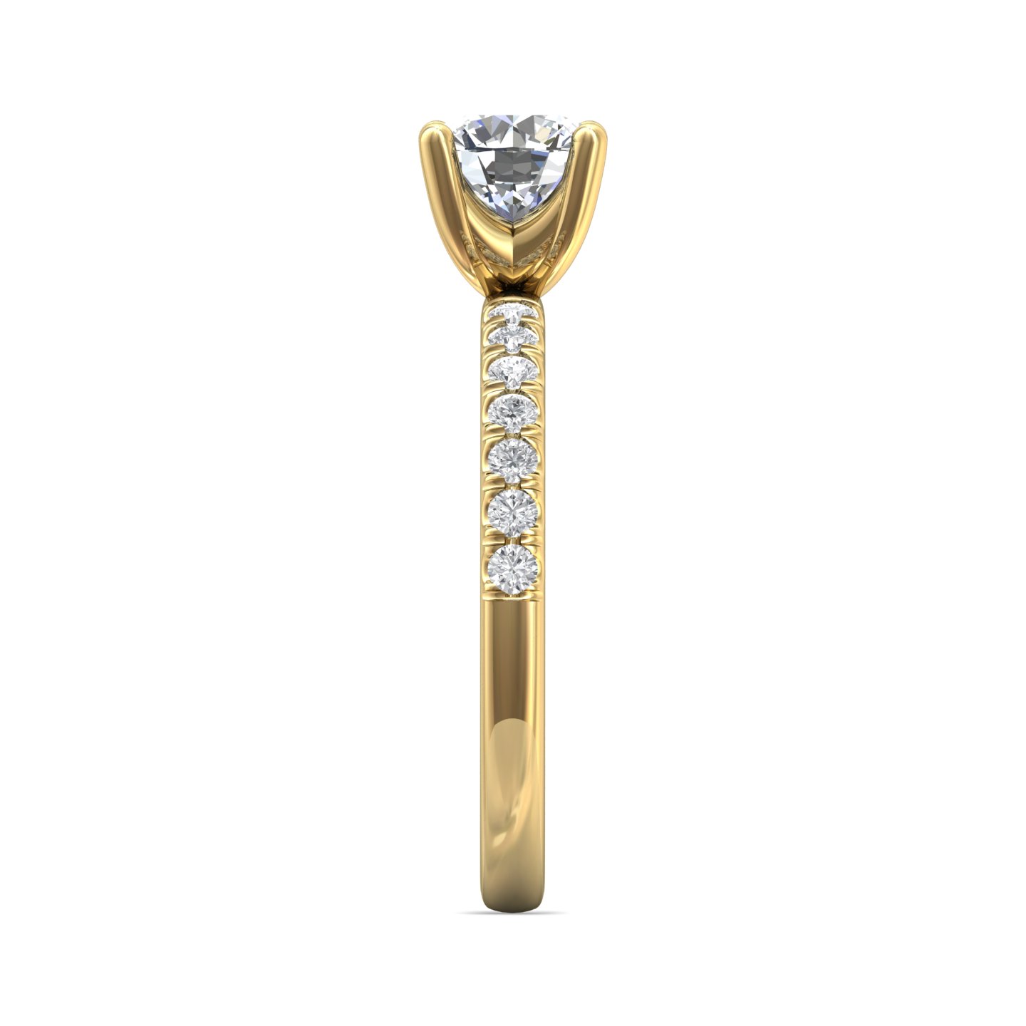 18K Yellow Gold Round Diamond Engagement Ring