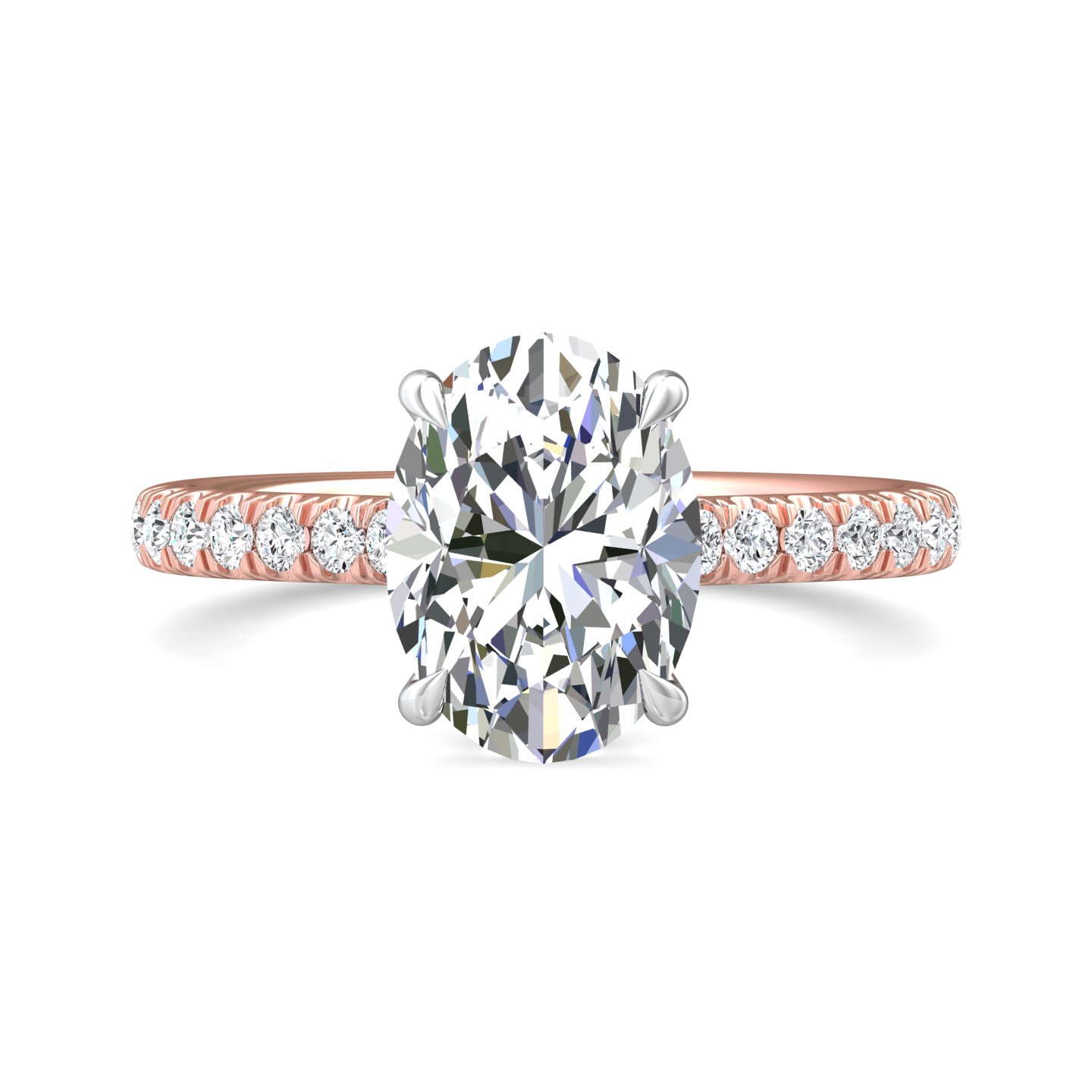 18K White and Rose Gold Oval Diamond Engagement Ring