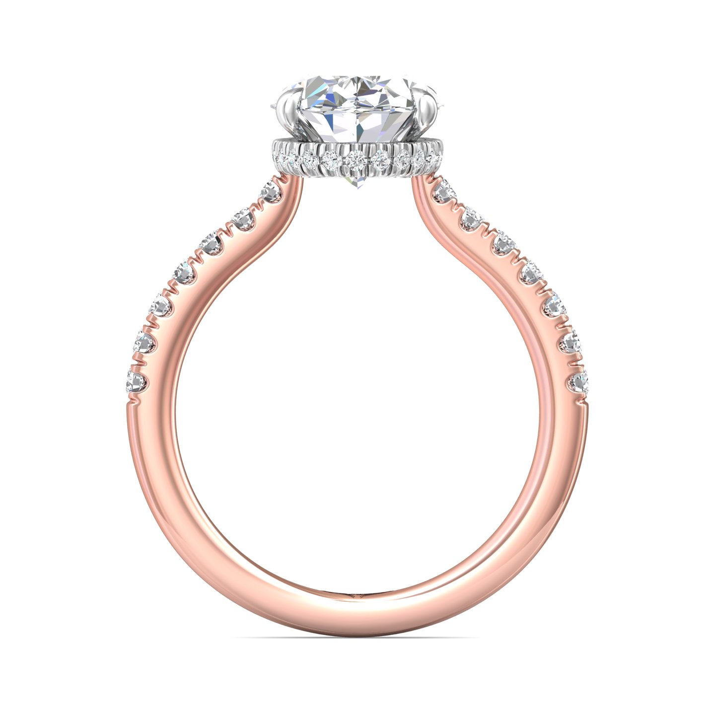 18K White and Rose Gold Oval Diamond Engagement Ring
