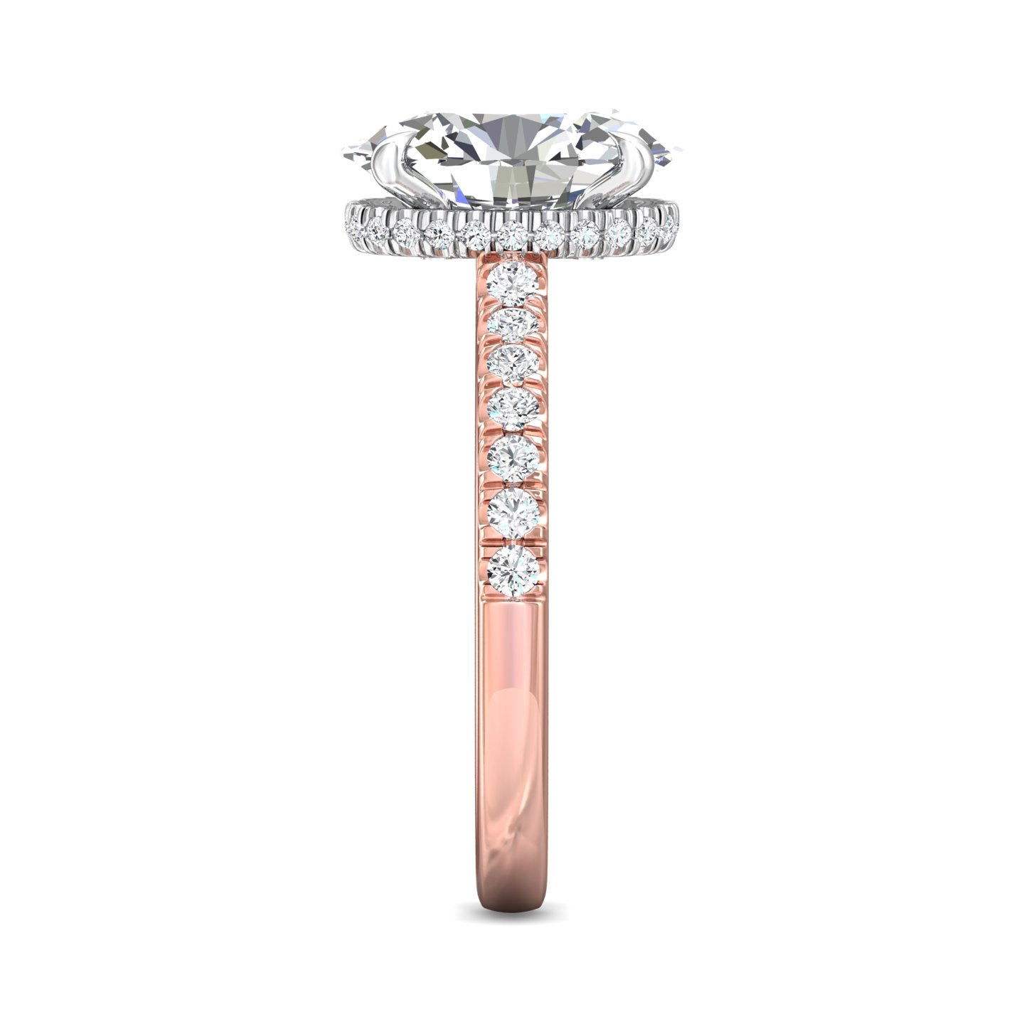 18K White and Rose Gold Oval Diamond Engagement Ring