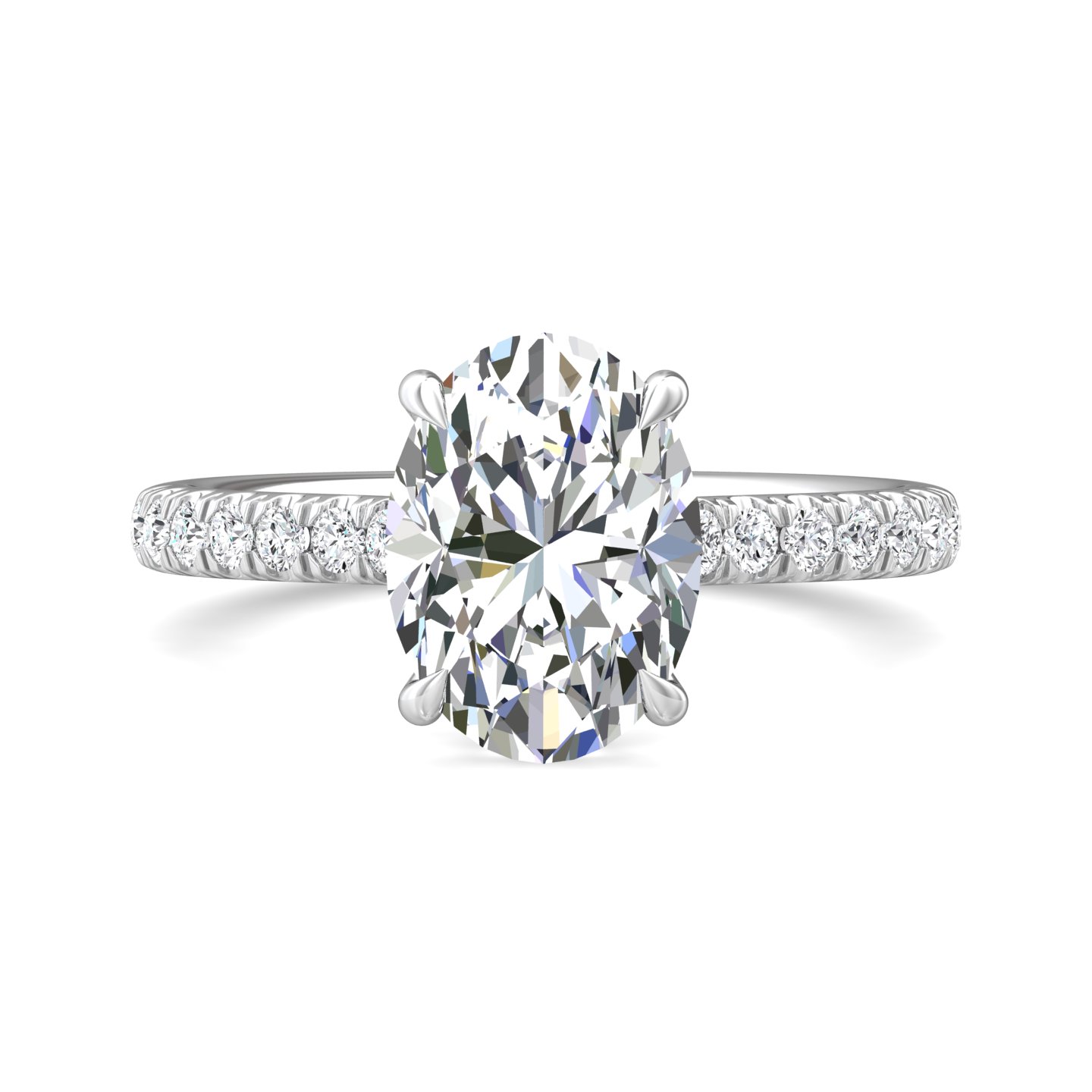 18K White Gold Oval Diamond Engagement Ring