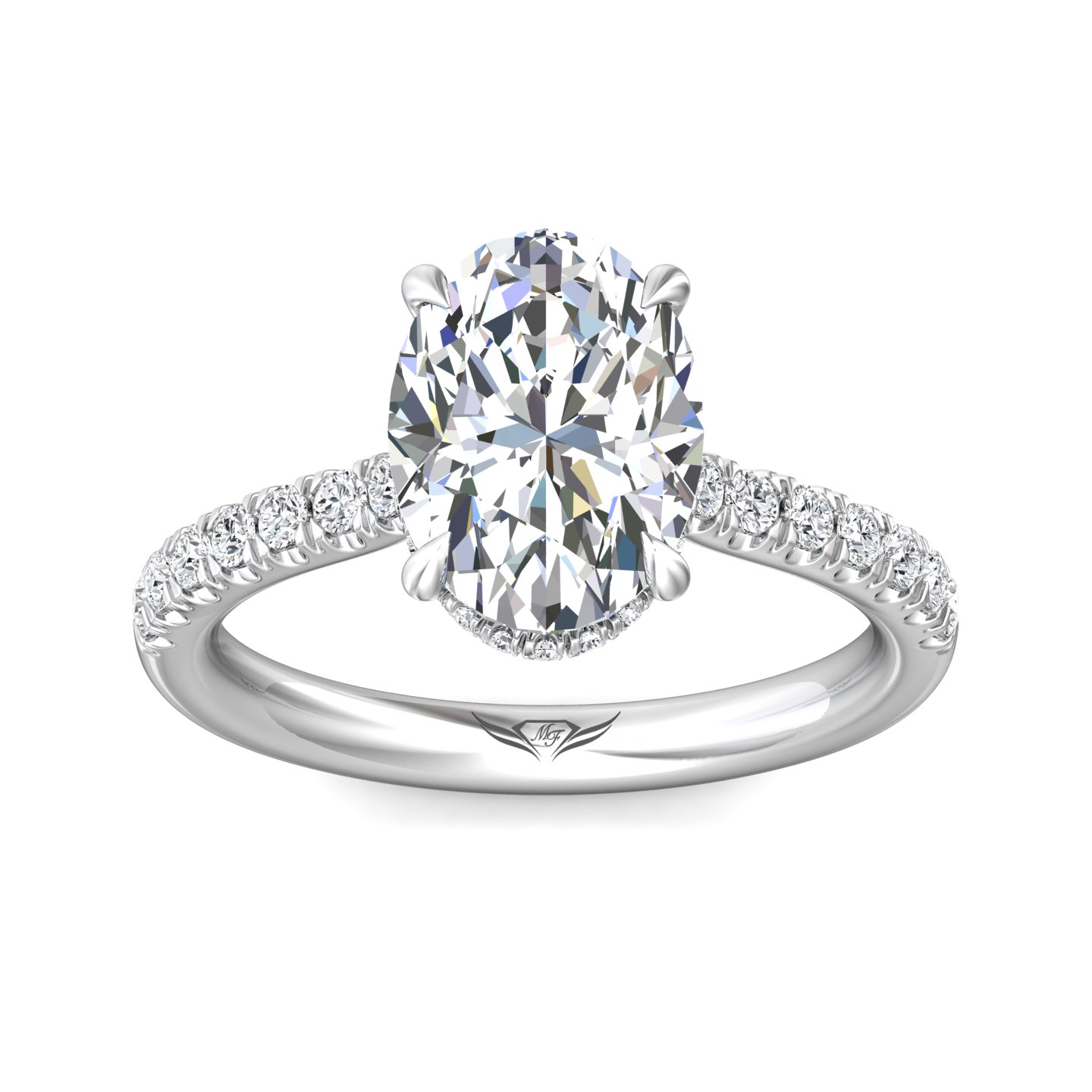 18K White Gold Oval Diamond Engagement Ring