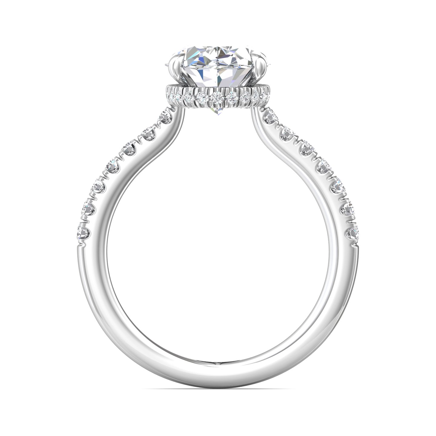 18K White Gold Oval Diamond Engagement Ring
