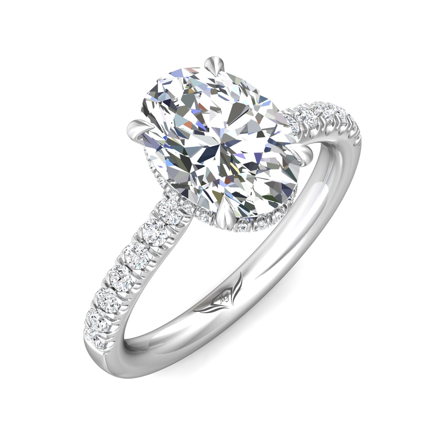 18K White Gold Oval Diamond Engagement Ring