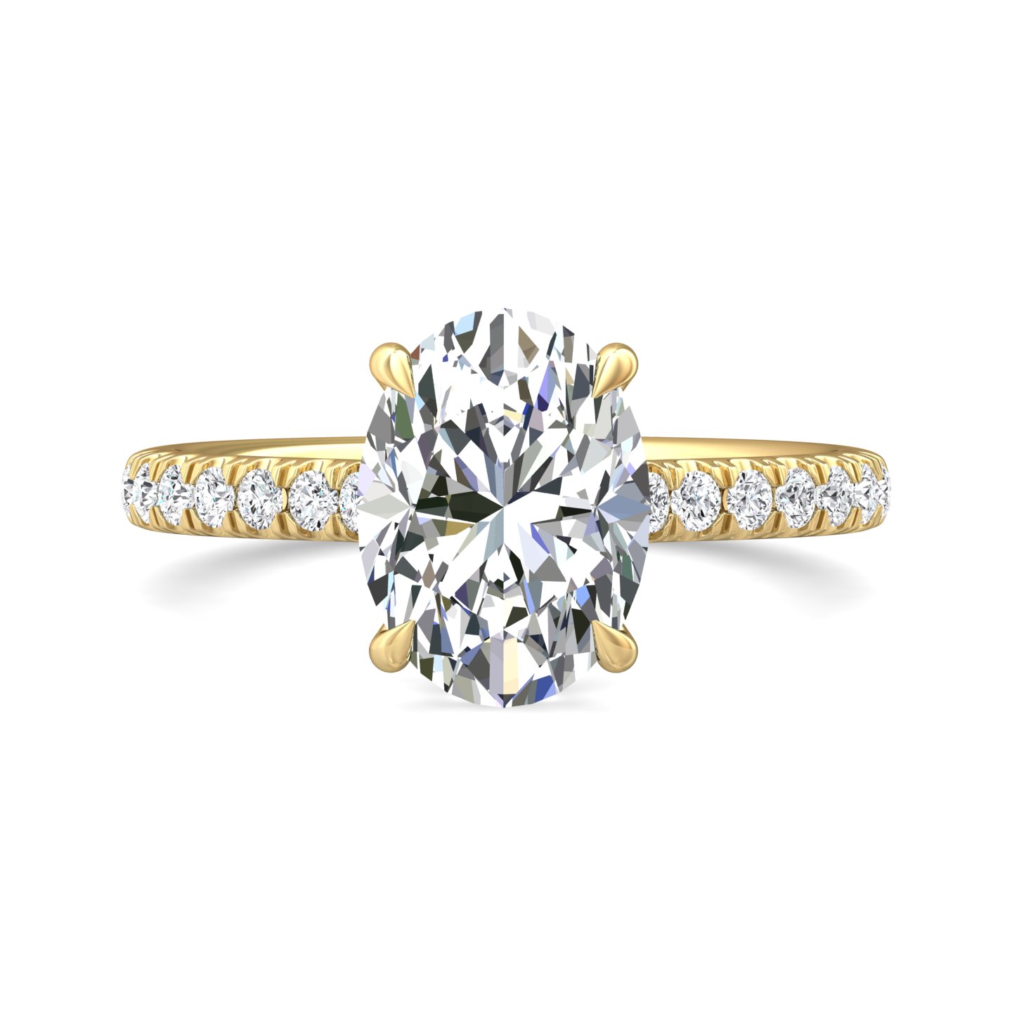 14K Yellow Gold Oval Diamond Engagement Ring