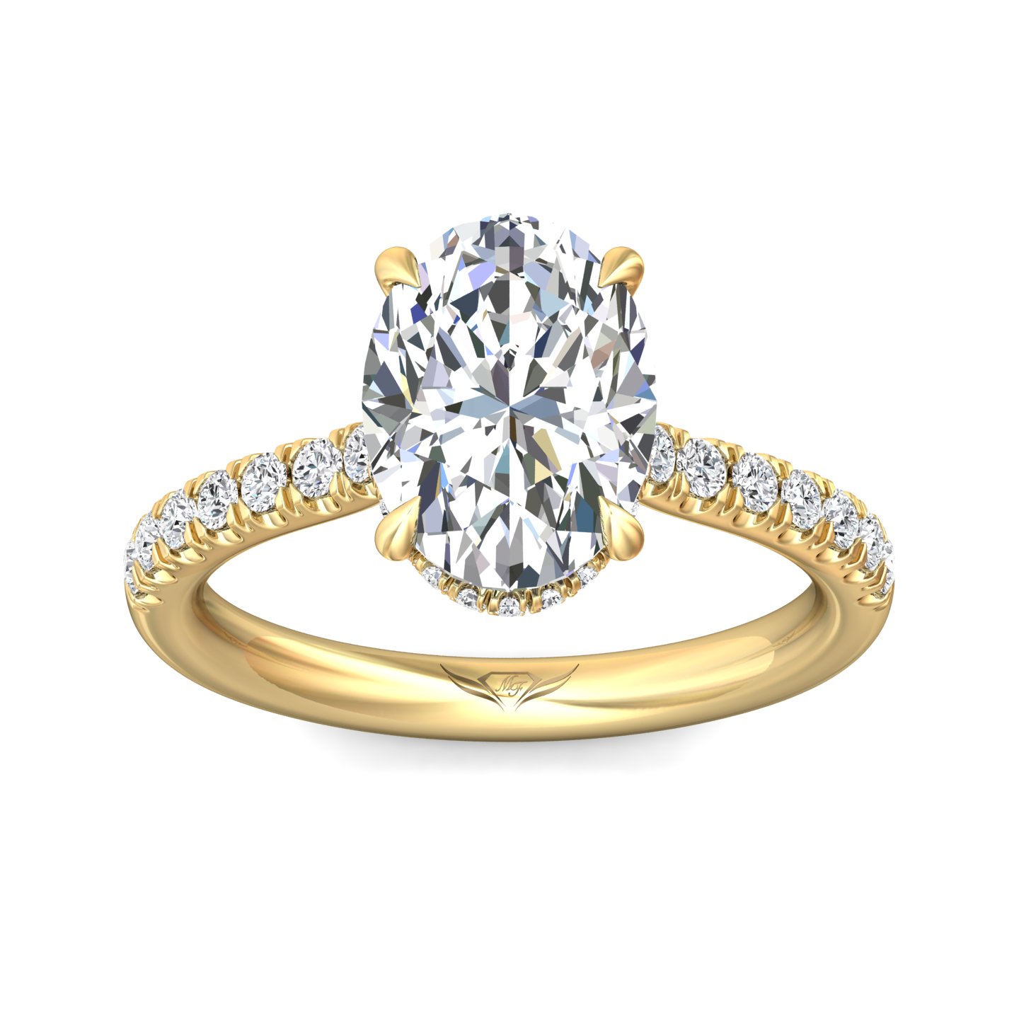 14K Yellow Gold Oval Diamond Engagement Ring