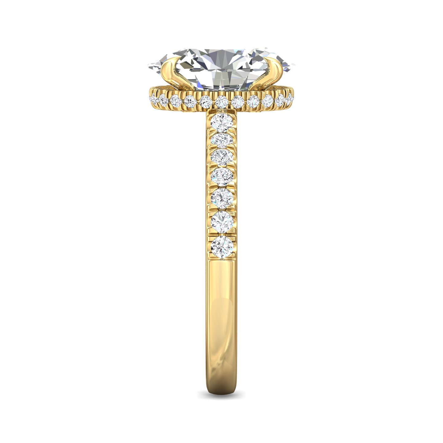 14K Yellow Gold Oval Diamond Engagement Ring
